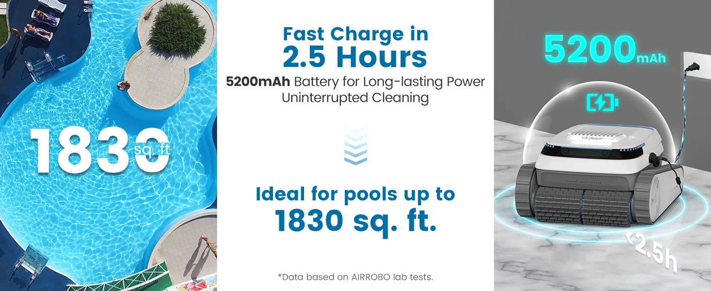 AIRROBO PC10 Pool Vacuum for Inground Pools, Smart Navigation Pool Cleaner Robot, Wall Climbing Pool Cleaner,120 Min Run Time