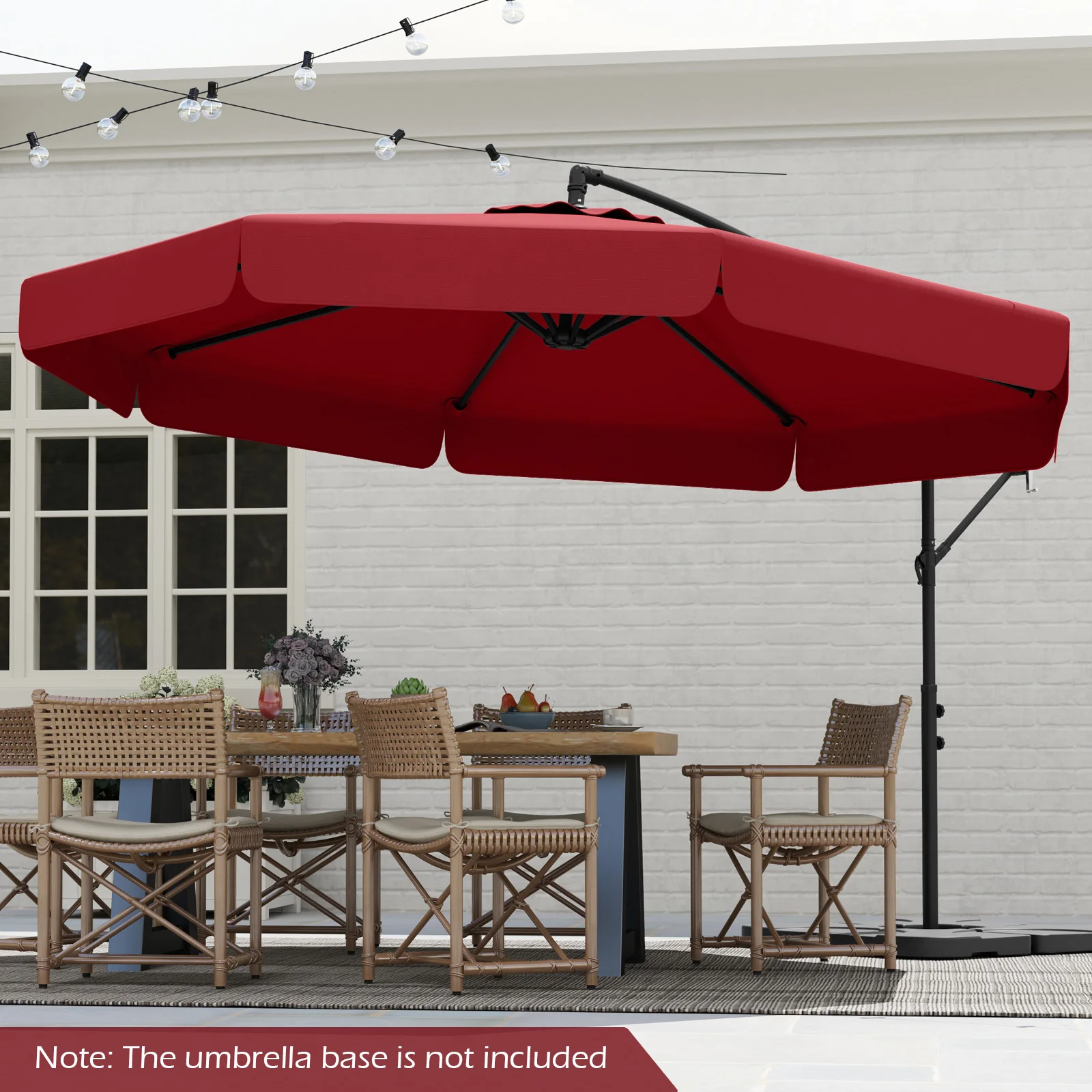 10FT Offset Hanging Umbrella Patio Cantilever Umbrella with Cover