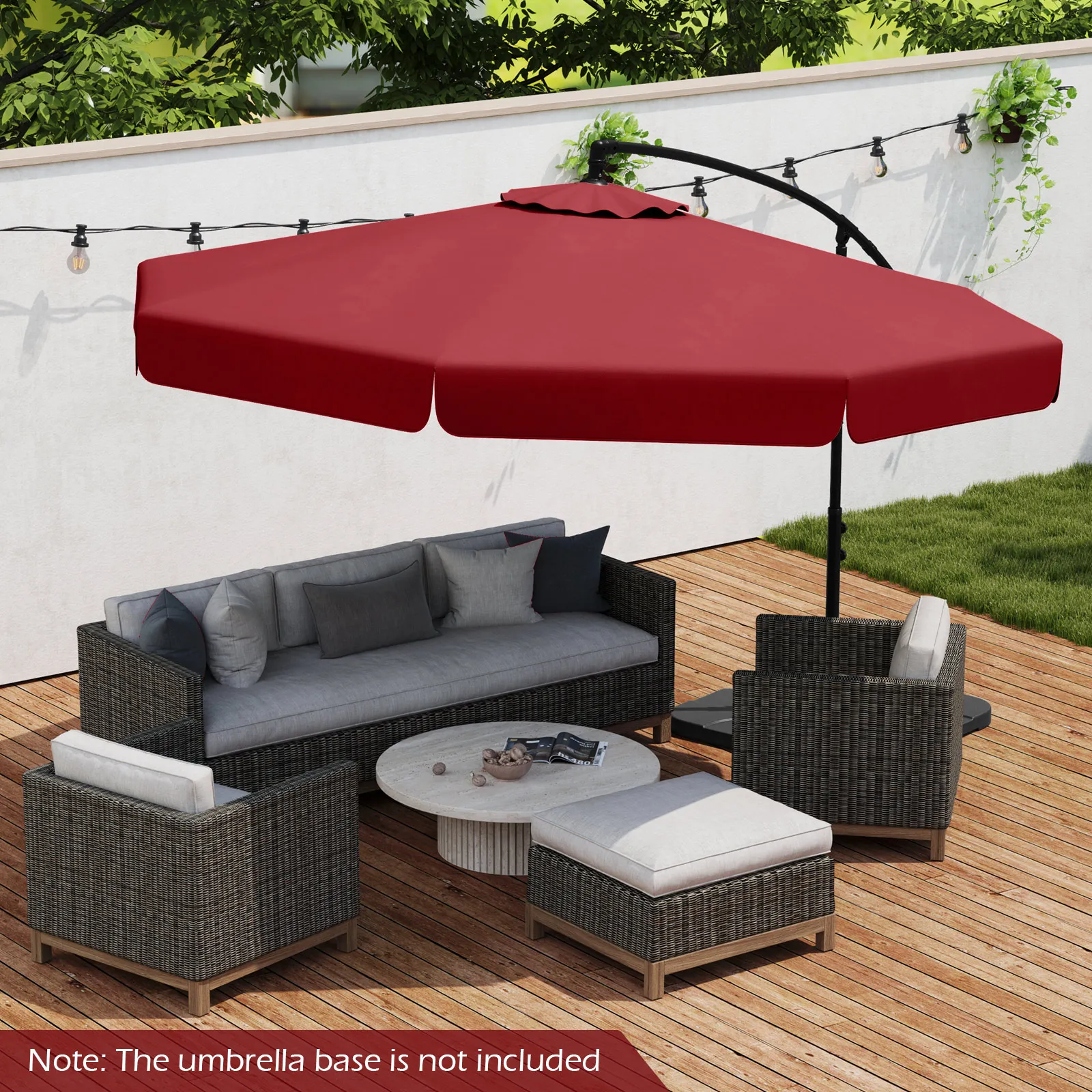 10FT Offset Hanging Umbrella Patio Cantilever Umbrella with Cover