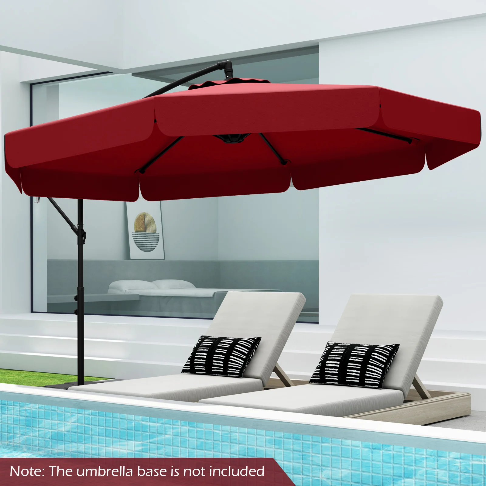 10FT Offset Hanging Umbrella Patio Cantilever Umbrella with Cover