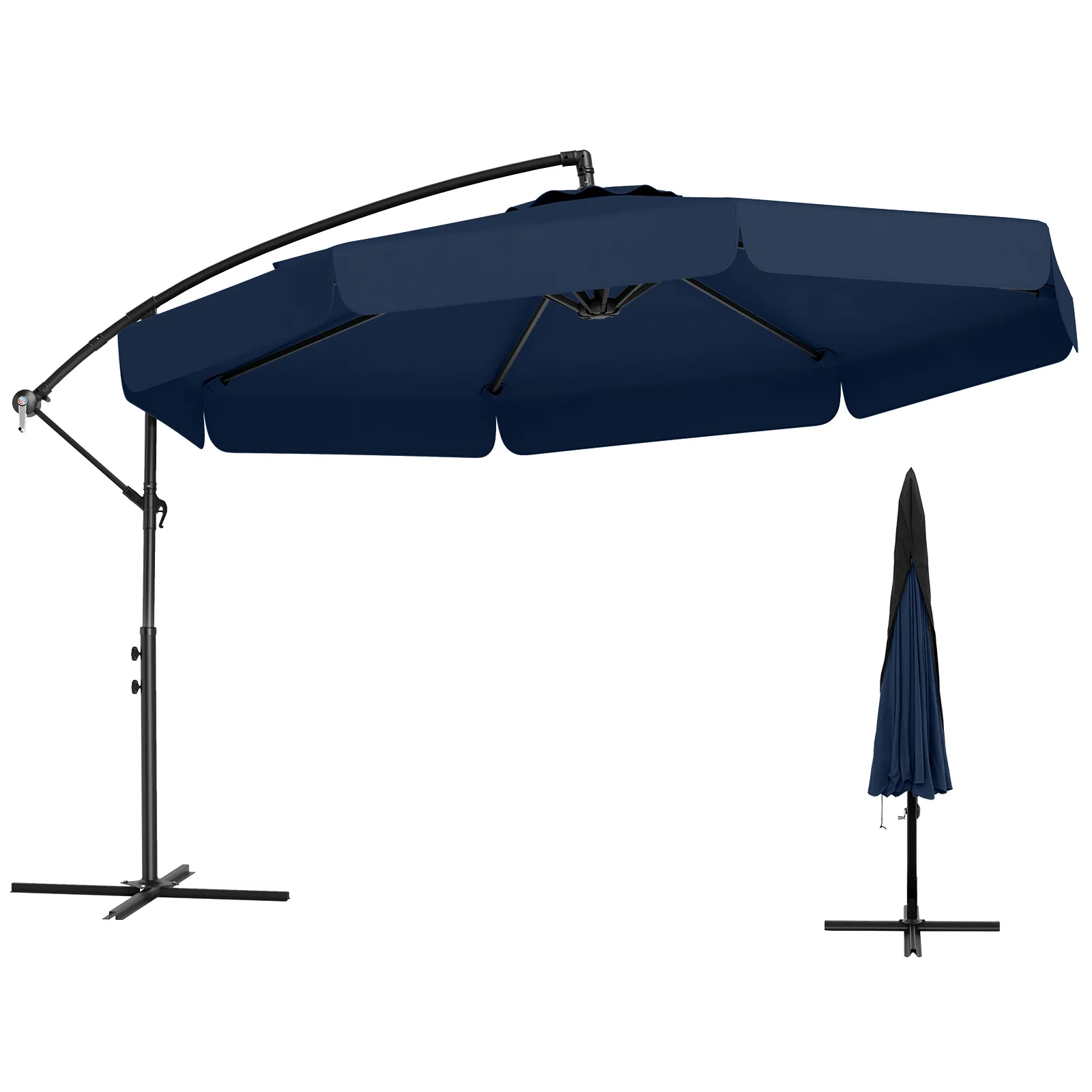 10FT Offset Hanging Umbrella Patio Cantilever Umbrella with Cover