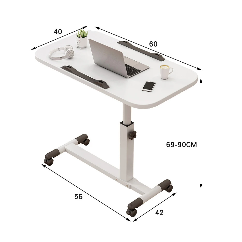 Overbed Table Adjustable Height Over The Bed Hospital Bedside Table w/ Tilting Desktop&Wheels, Rolling Standing Laptop Desk