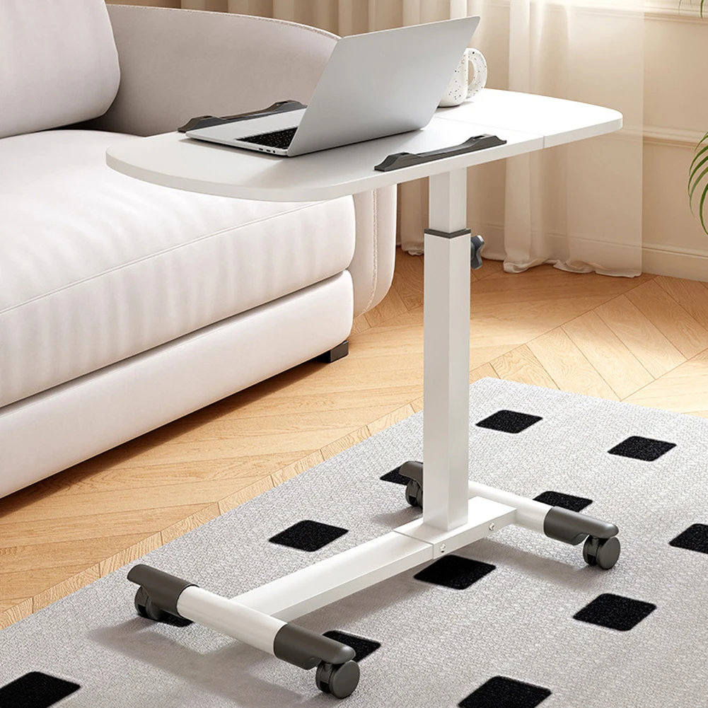 Overbed Table Adjustable Height Over The Bed Hospital Bedside Table w/ Tilting Desktop&Wheels, Rolling Standing Laptop Desk