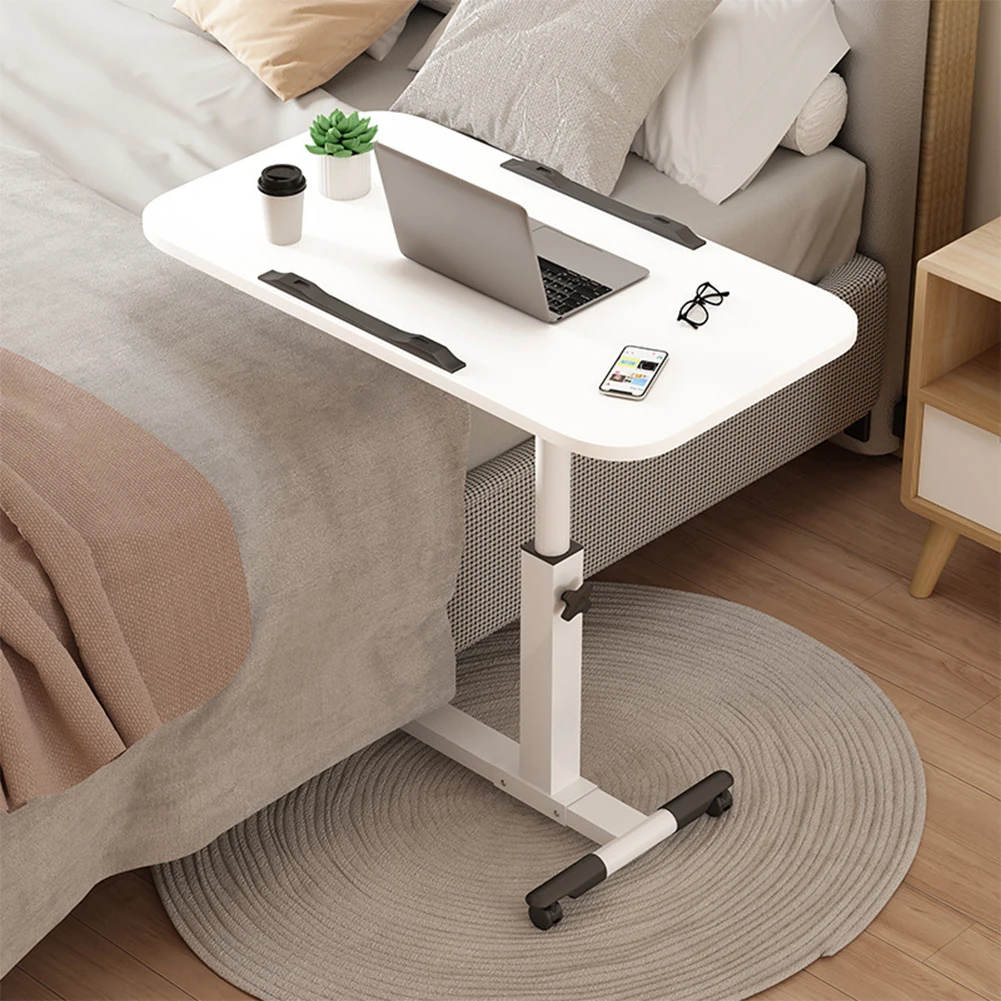 Overbed Table Adjustable Height Over The Bed Hospital Bedside Table w/ Tilting Desktop&Wheels, Rolling Standing Laptop Desk