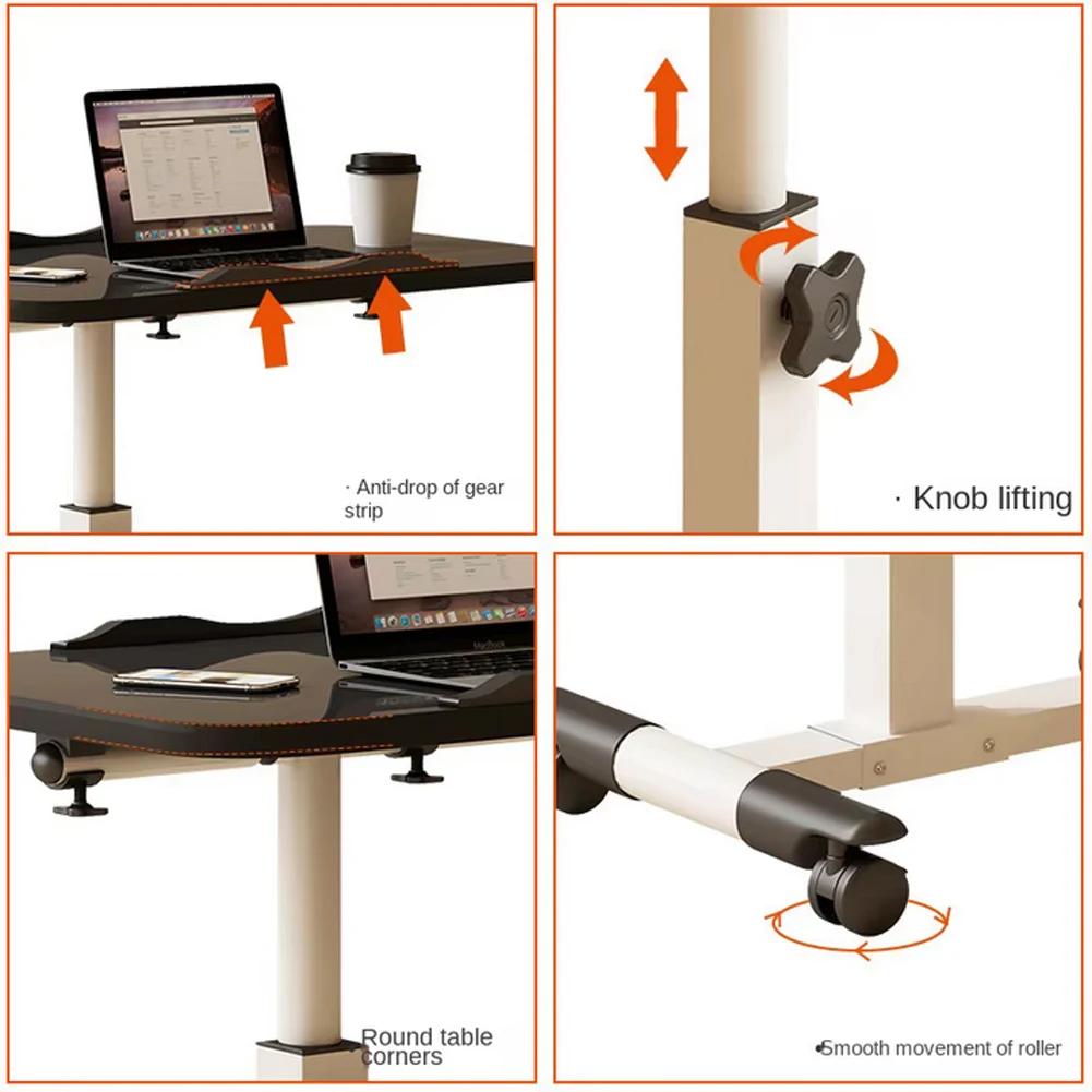 Overbed Table Adjustable Height Over The Bed Hospital Bedside Table w/ Tilting Desktop&Wheels, Rolling Standing Laptop Desk