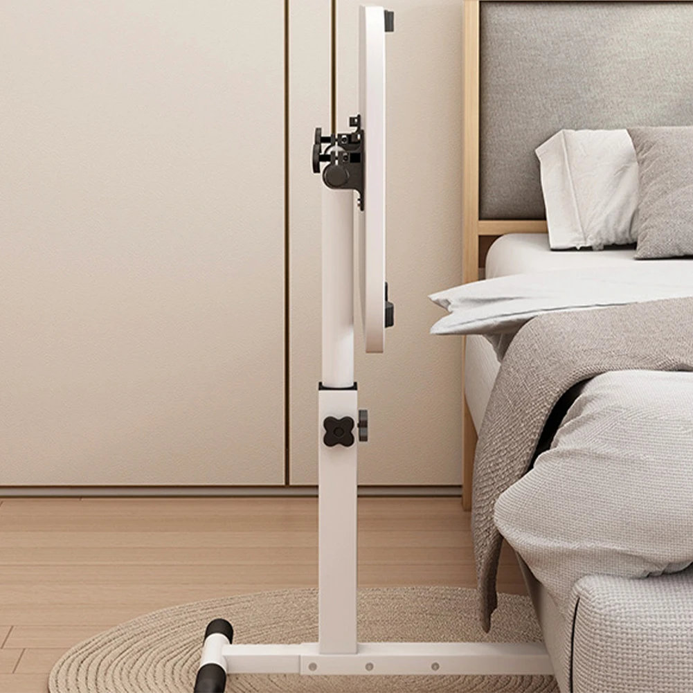 Overbed Table Adjustable Height Over The Bed Hospital Bedside Table w/ Tilting Desktop&Wheels, Rolling Standing Laptop Desk