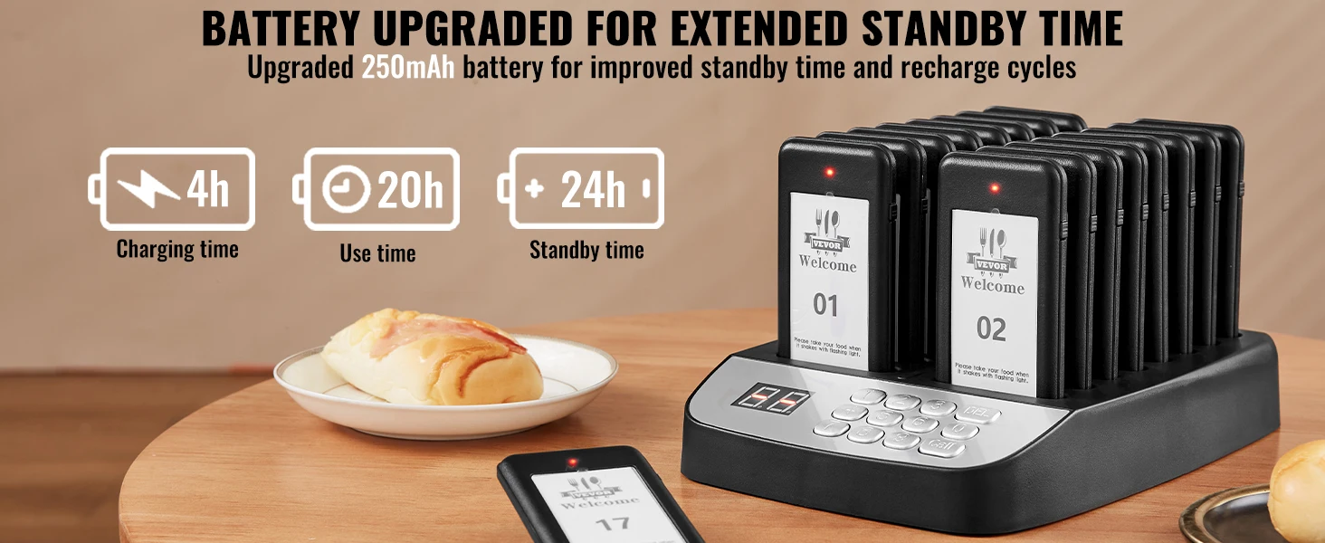VEVOR 16pcs Restaurant Pager System Wireless 500m Long Range Lineup Waiting Queue Signal Guest Customer Calling Beepers