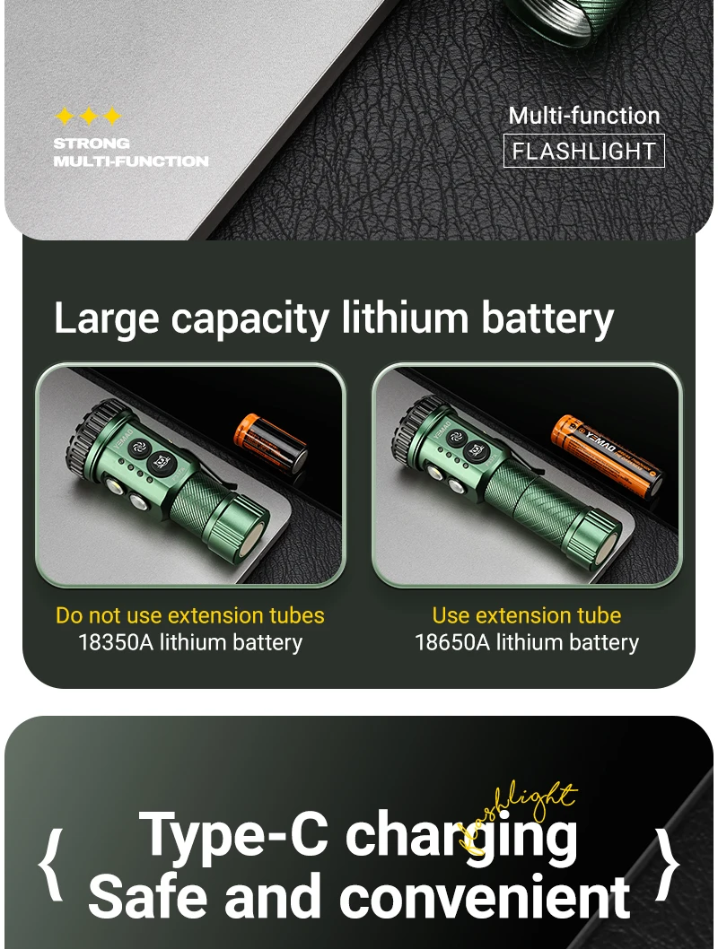 YEMAO F337X Powerful Led Flashlight 7 XTE Leds 3000 Lumens 200 Meters 18650 Battery Multi-color Auxiliary Lights EDC Torches