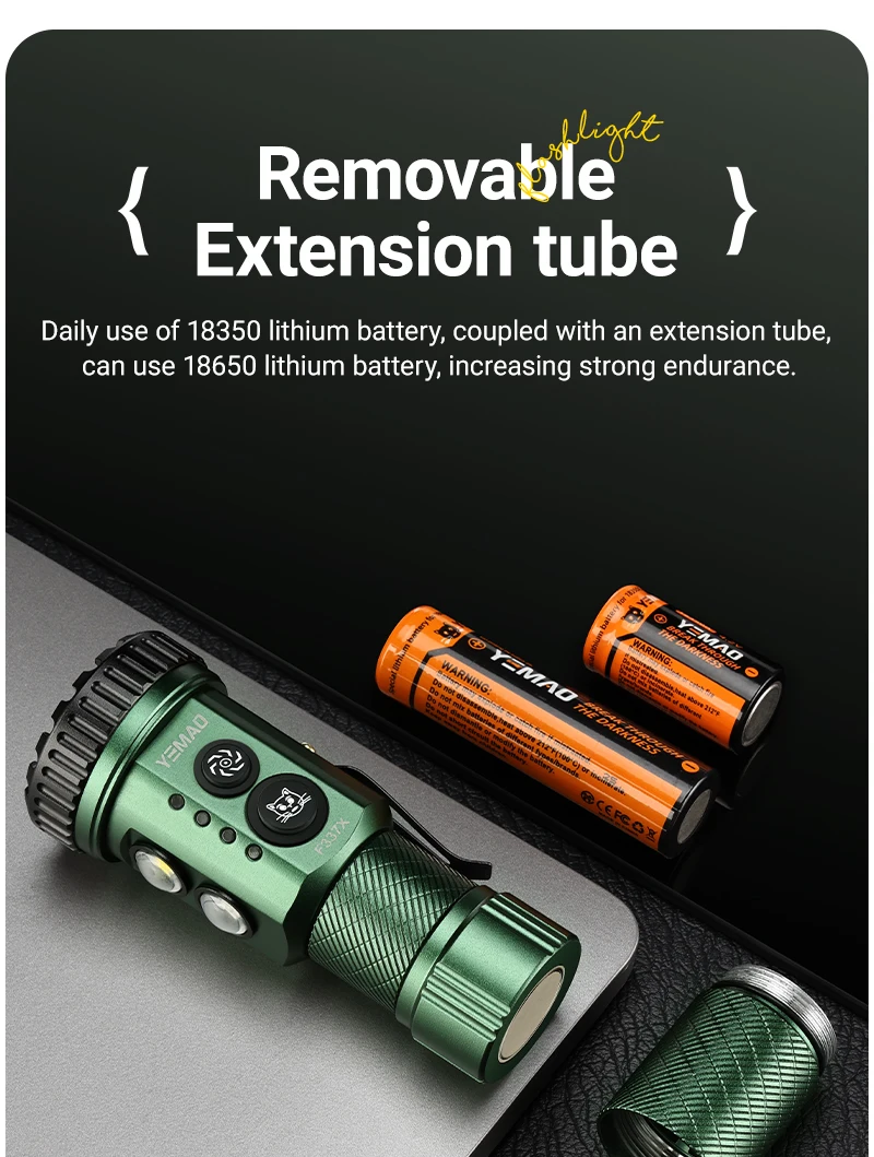 YEMAO F337X Powerful Led Flashlight 7 XTE Leds 3000 Lumens 200 Meters 18650 Battery Multi-color Auxiliary Lights EDC Torches