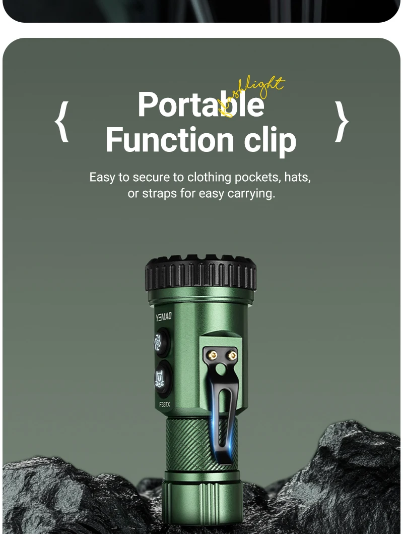 YEMAO F337X Powerful Led Flashlight 7 XTE Leds 3000 Lumens 200 Meters 18650 Battery Multi-color Auxiliary Lights EDC Torches
