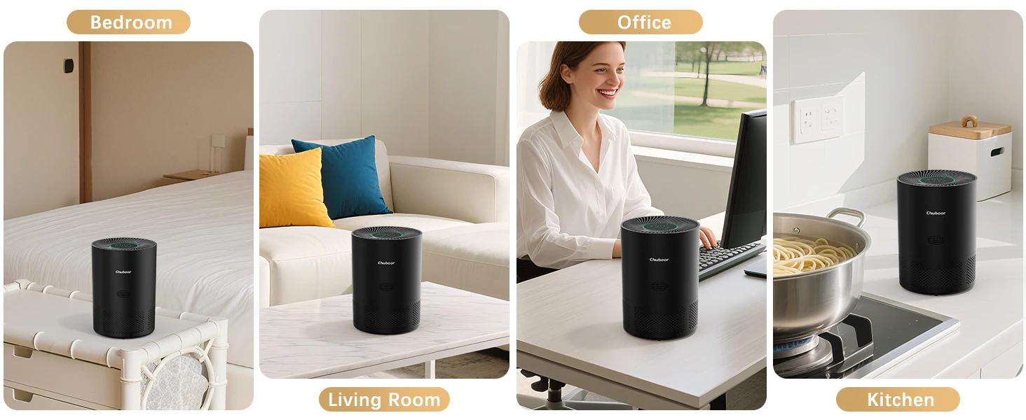 Chuboor Air Purifiers for Home H13 True HEPA for Bedroom Room Kitchen Washroom for Smoke and Dust Pollen Odors PM2.5 Detection 185m³/h CADR Supports Tuya App for 30-40 Square Meters of Clean Purifier Effectively Improve Air Quality Allergen