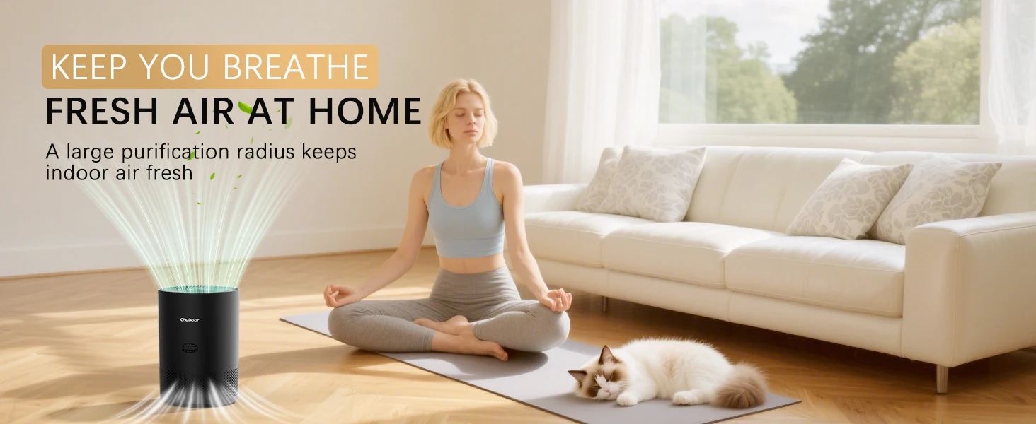 Chuboor Air Purifiers for Home H13 True HEPA for Bedroom Room Kitchen Washroom for Smoke and Dust Pollen Odors PM2.5 Detection 185m³/h CADR Supports Tuya App for 30-40 Square Meters of Clean Purifier Effectively Improve Air Quality Allergen