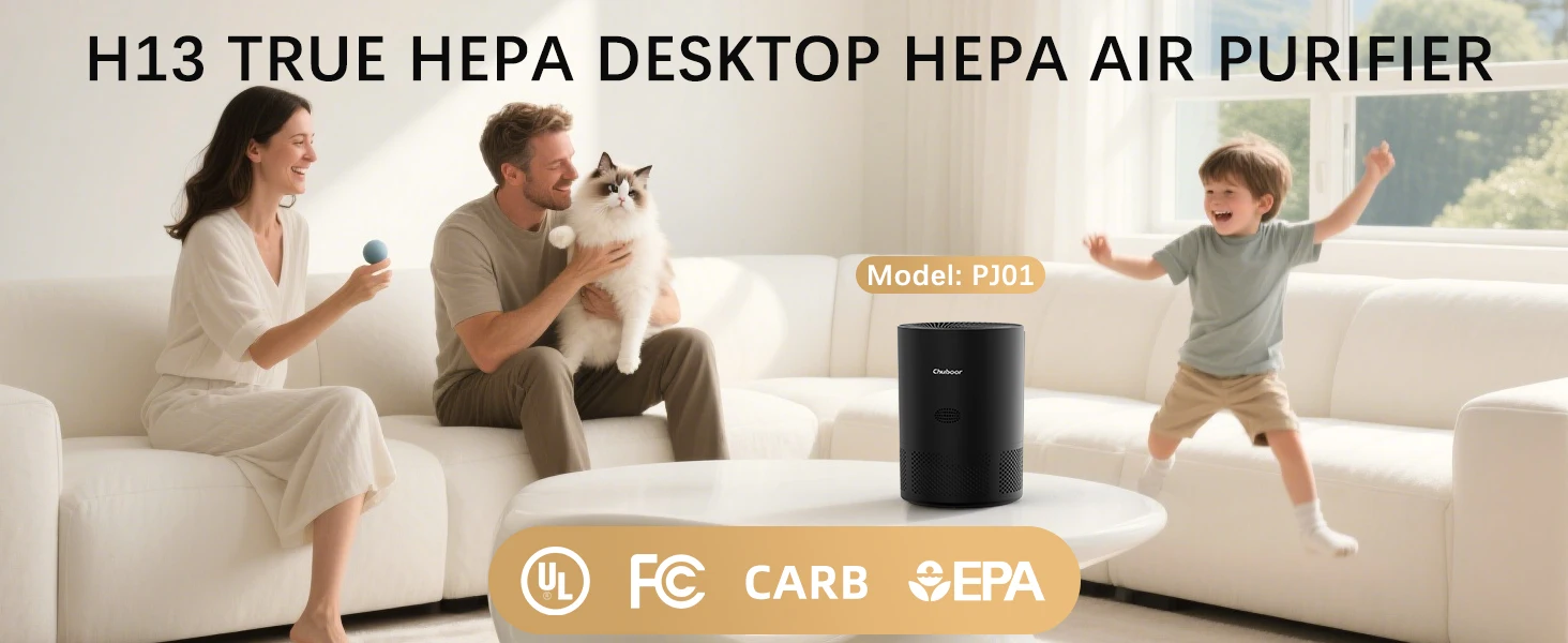 Chuboor Air Purifiers for Home H13 True HEPA for Bedroom Room Kitchen Washroom for Smoke and Dust Pollen Odors PM2.5 Detection 185m³/h CADR Supports Tuya App for 30-40 Square Meters of Clean Purifier Effectively Improve Air Quality Allergen
