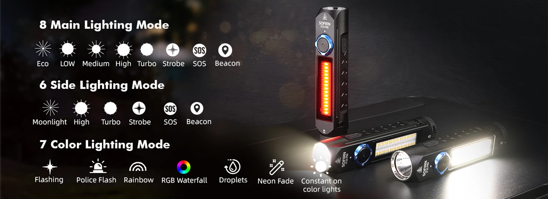 Sofirn IF23 PRO RGB Light 5000lm XHP70B Powerful LED Flashlight 21700 5V 3A USB C Rechargeable Torch with Magnetic