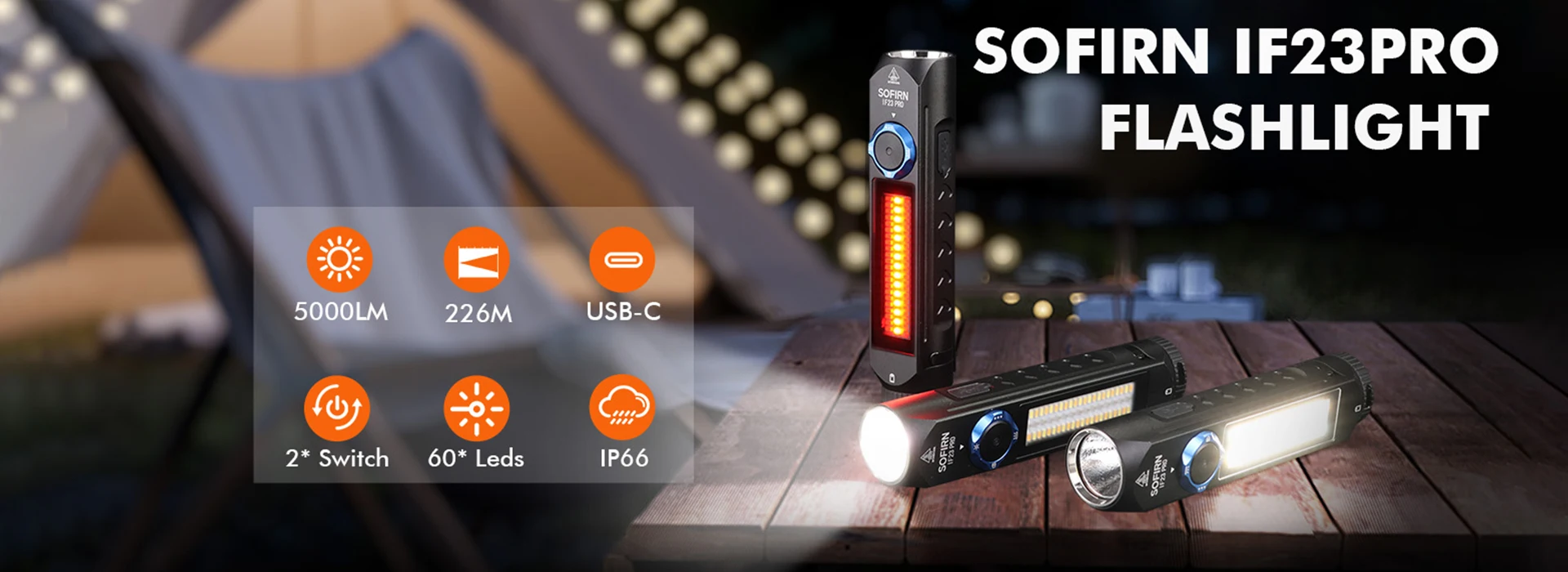 Sofirn IF23 PRO RGB Light 5000lm XHP70B Powerful LED Flashlight 21700 5V 3A USB C Rechargeable Torch with Magnetic