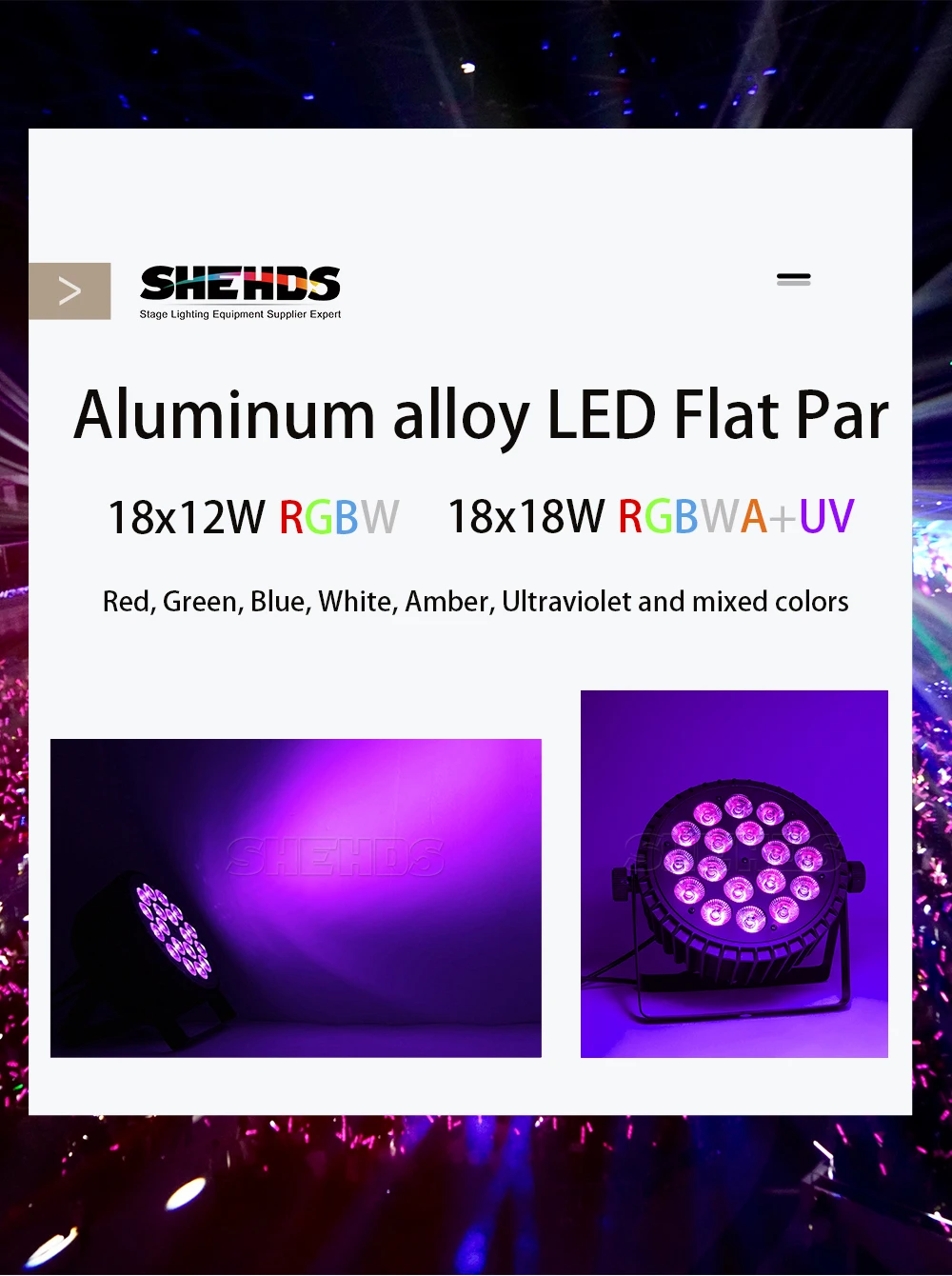18x18w RGBWA UV Wash Effect Par Flat Aluminium 6in1 LED Stage Lights For DJ Disco Club Wedding Party DMX512 SHEHDS