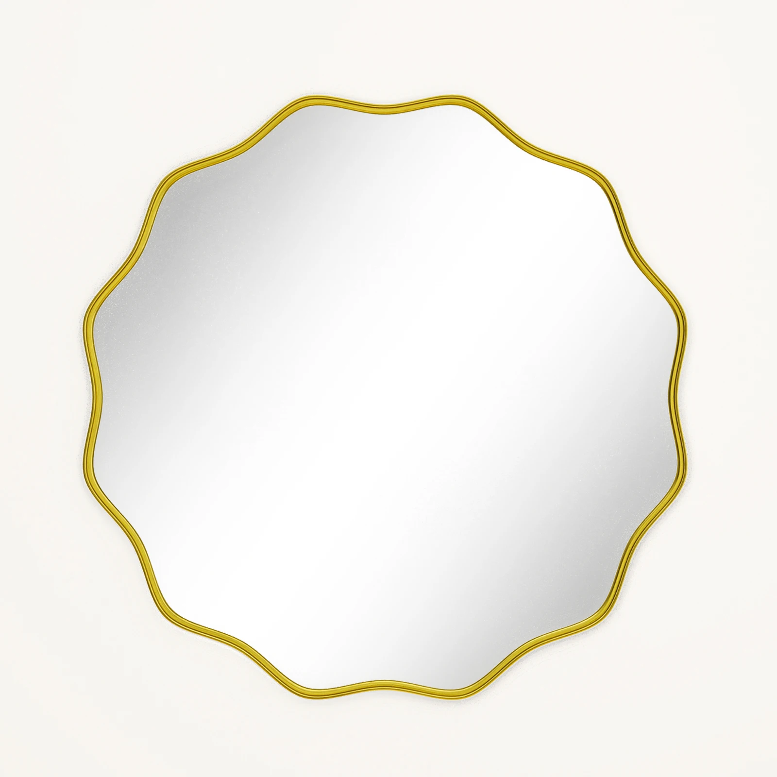 Wavy Round Bathroom Mirror Decorative Wall Mirror with Deep Frame