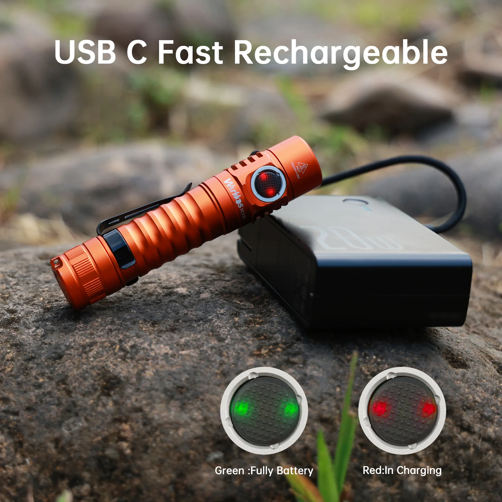 Wurkkos FC11C Flashlight Nippon Chemical 519A Mountaineering Edition 18650 Battery Max Output 1200 Lm USB-C Charging Daily Carry