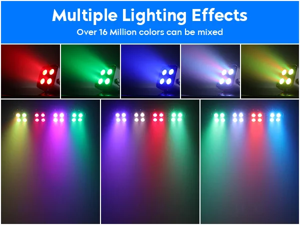 U'King 4PCS/8PCS 4x18W LED RGBWA+UV Par Light Wireless APP Control LED Par Light DMX Bulit-in Battery Stage Light for DJ Party