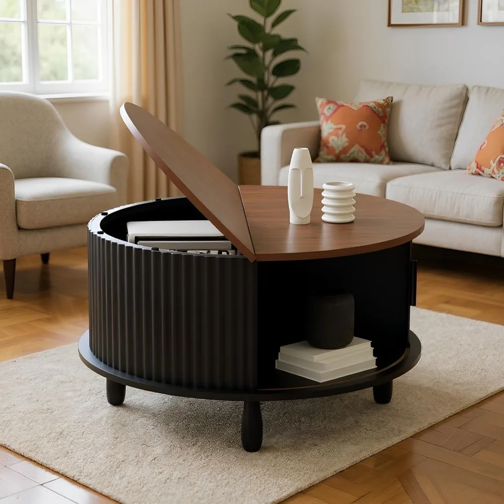 Lift Top Coffee Table with Storage Farmhouse Coffee Table for Living Room Wood Rustic 31.5" Square Storage Cabinet Center Table