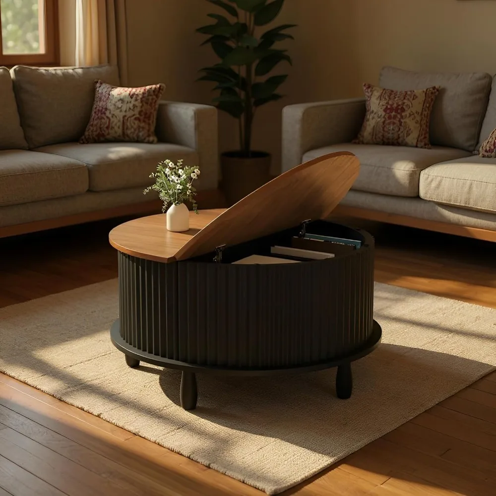 Lift Top Coffee Table with Storage Farmhouse Coffee Table for Living Room Wood Rustic 31.5" Square Storage Cabinet Center Table