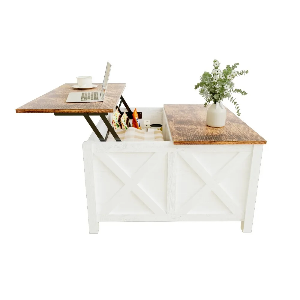 Lift Top Coffee Table with Storage Farmhouse Coffee Table for Living Room Wood Rustic 31.5" Square Storage Cabinet Center Table