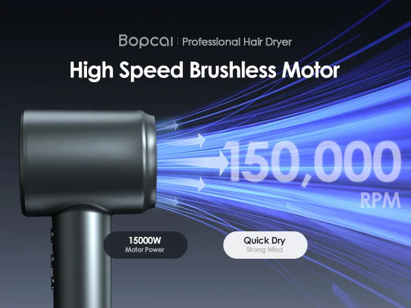 Electric High Speed Hair Dryer 120000RPM Brushless Negative Ions Blow Dryer 1600W Super Powerful Wind Lownoise Salon HairDryer