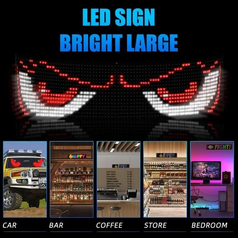Devil Eyes Light for Cars 23 in X 4.7 in Programmable LED Display,Scrolling Led Light Suitable for Car Windows car Festival