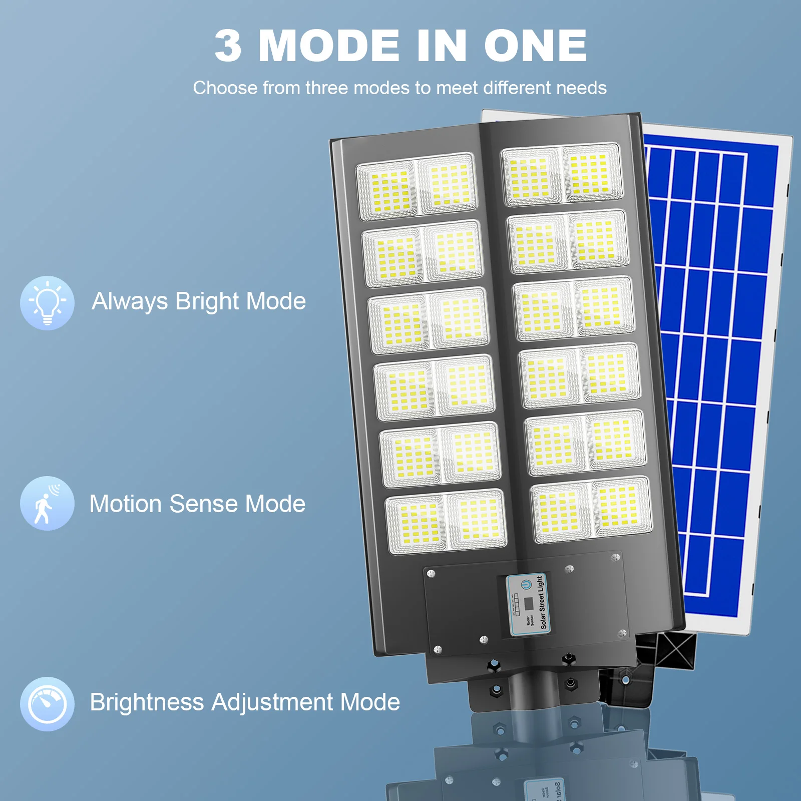 1-Pack 6000W Solar LED Flood Light, Solar Street Light with Motion Sensor & Remote Control, Dusk-to-Dawn Auto On/Off, 3 Brightness Modes, IP65 Waterproof, Easy Installation, Ideal for Yard, Patio, Basketball Court, Parking Lot & Street
