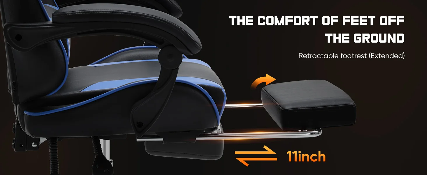 JHK Ergonomic Racing Gaming Chair Adjustable Swivel PU Leather with Headrest and Lumbar Support For Office Computer Living Room