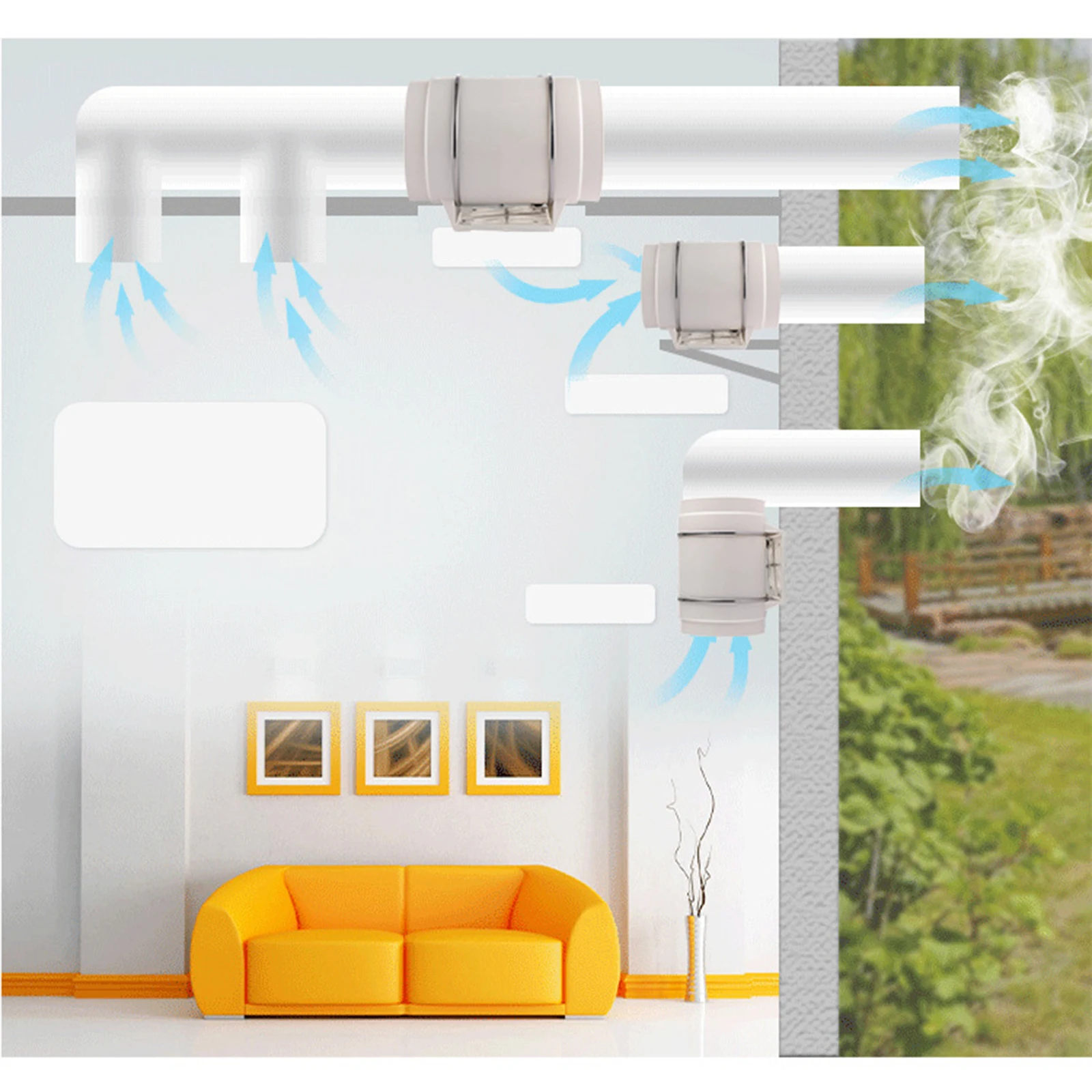 HF-100P 110V 35W Radiator Fan Radiator Ventilator Exhaust Ventilation Fan Air Duct Fan Duct Ventilation Fan for Home, Kitchen