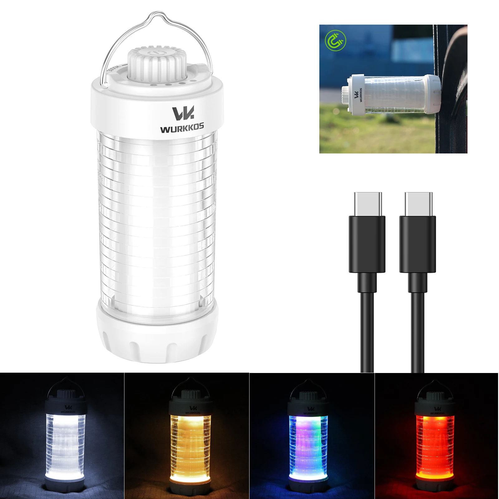 Wurkkos CL01 Camping Lantern 550LM Rechargeable LED Flashlight Waterproof EDC Work Light RGB Torch Power Bank Mini Magnetic Lamp