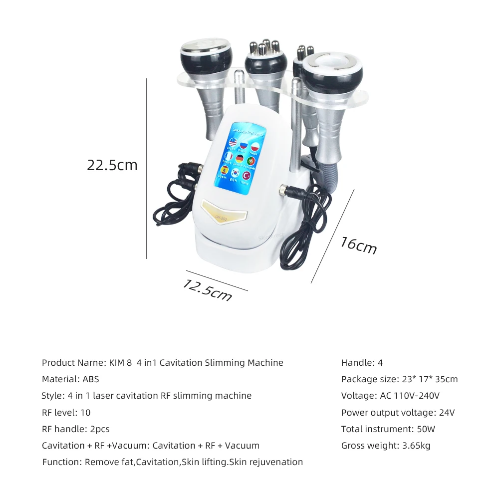 Nourishbel 4In1 40k Cavitation Ultrasonic Slimming Machine Body Care Vacuum Suction Anti-Wrinkle Rejuvenation Skin Lift Tighten