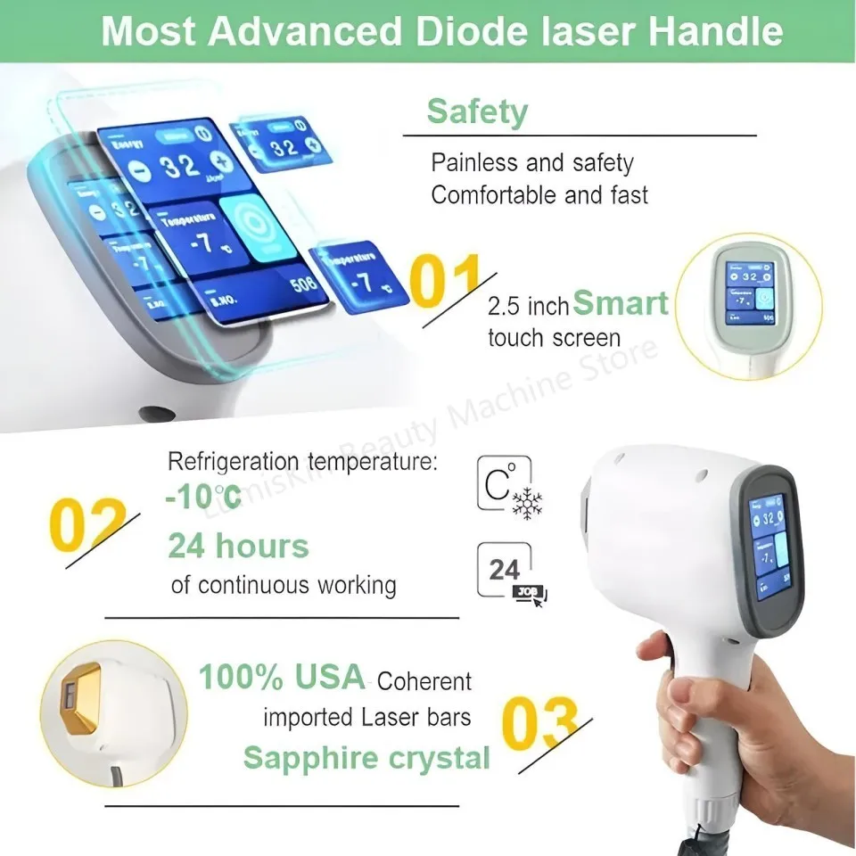 5 Wavelength Diode Laser Hair Removal Machine 755nm 808nm 830nm 940nm 1064nm Ice Point Painless FAC Technology 5000W High Power