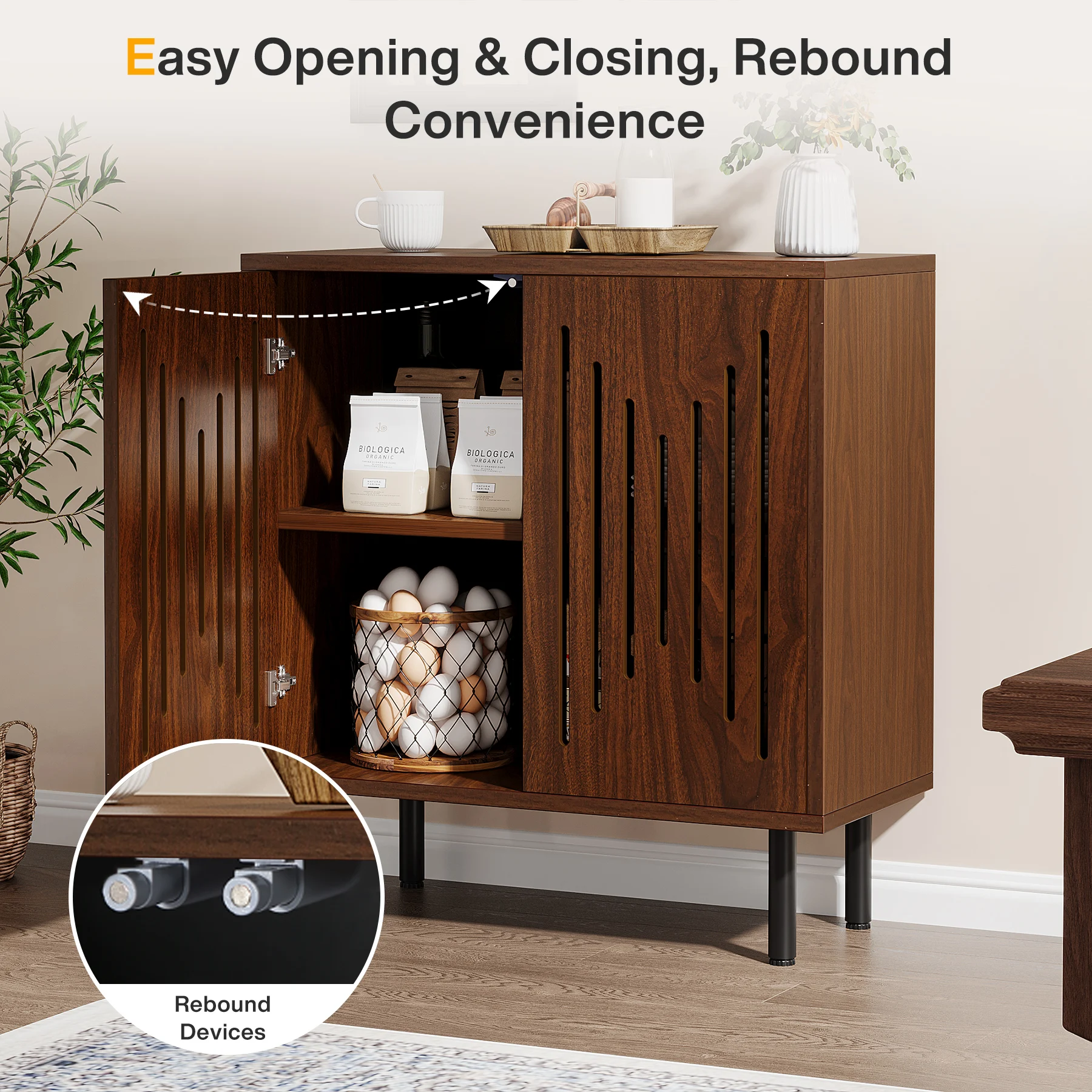 Tribesigns Vintage Storage Cabinet Set of 2, 59" Sideboard Buffet with Storage, Farmhouse Buffet Sideboard Cabinet with Doors