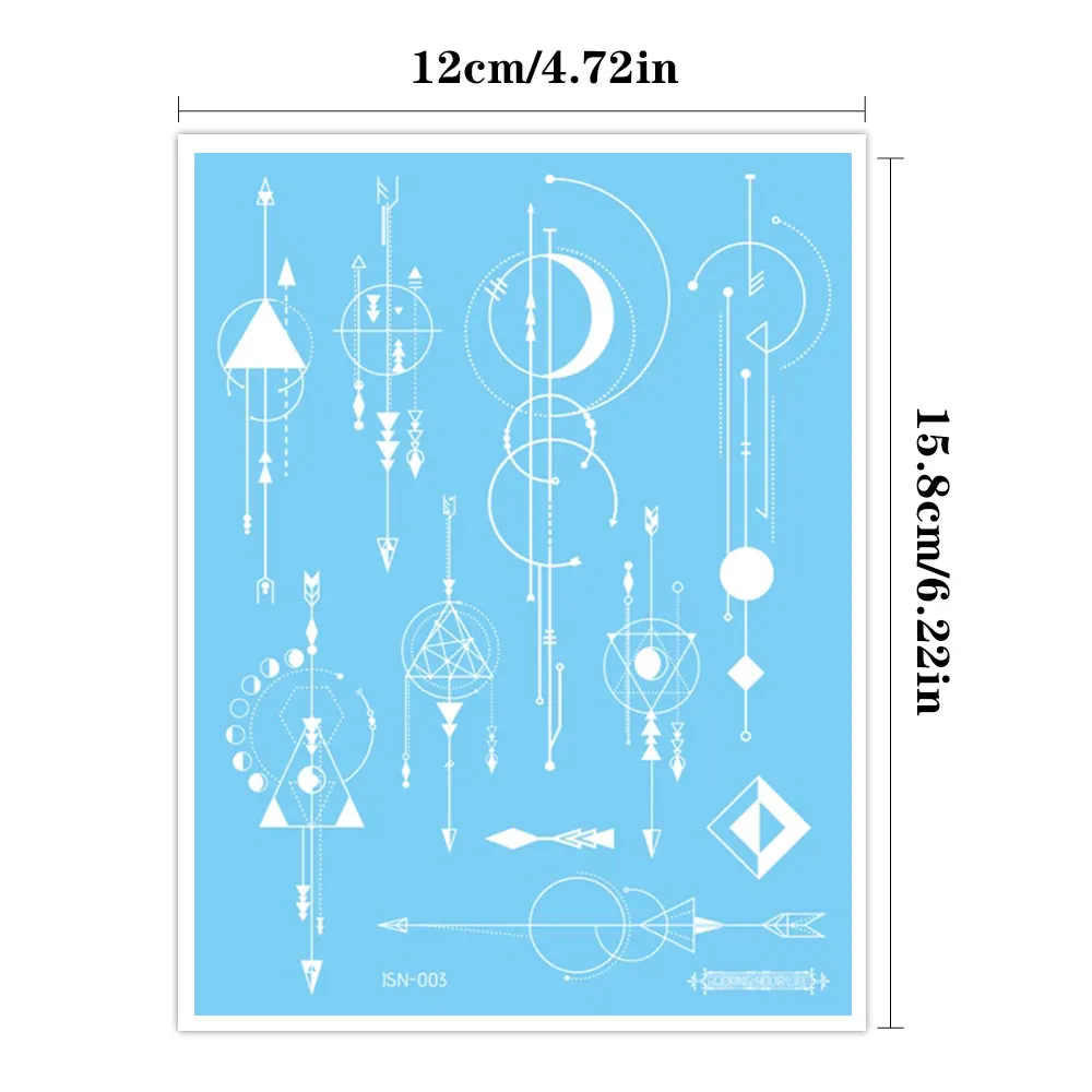 4pcs Blue Luminous Waterproof Temporary Tattoo Sticker Geometric Butterfly Flower Rose Moon Women Men Arm Body Art Fake Tattoos