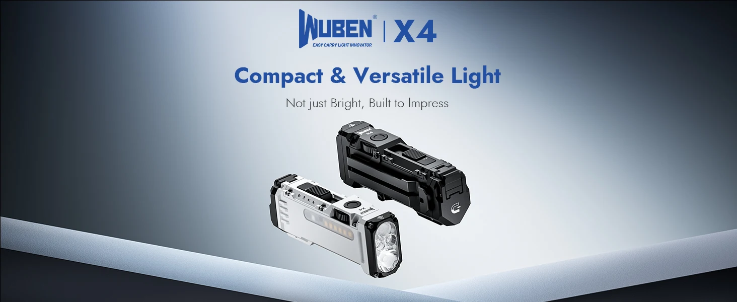 WUBEN X4 EDC Flat Flashlight with RGB Light, 1500 Lumens Mini Flashlight with Tactical Switch and Magnetic, IP68 Portable Pocket