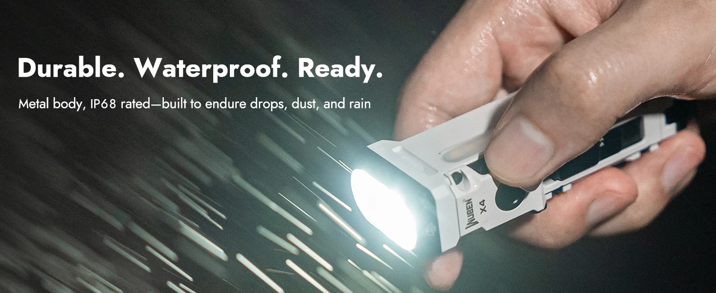 WUBEN X4 EDC Flat Flashlight with RGB Light, 1500 Lumens Mini Flashlight with Tactical Switch and Magnetic, IP68 Portable Pocket