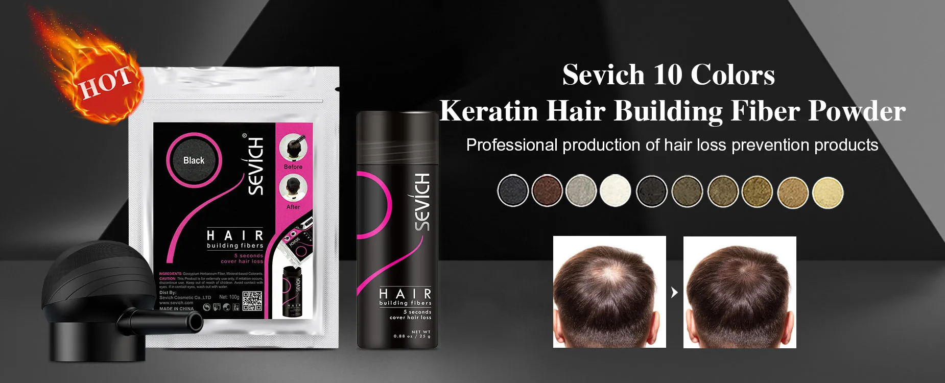 SEVICH Hairline Shadow Powder With Brush Water Sweat Resistant Hair Loss Concealer Bald Spot Concealing Hair Powder Women Men