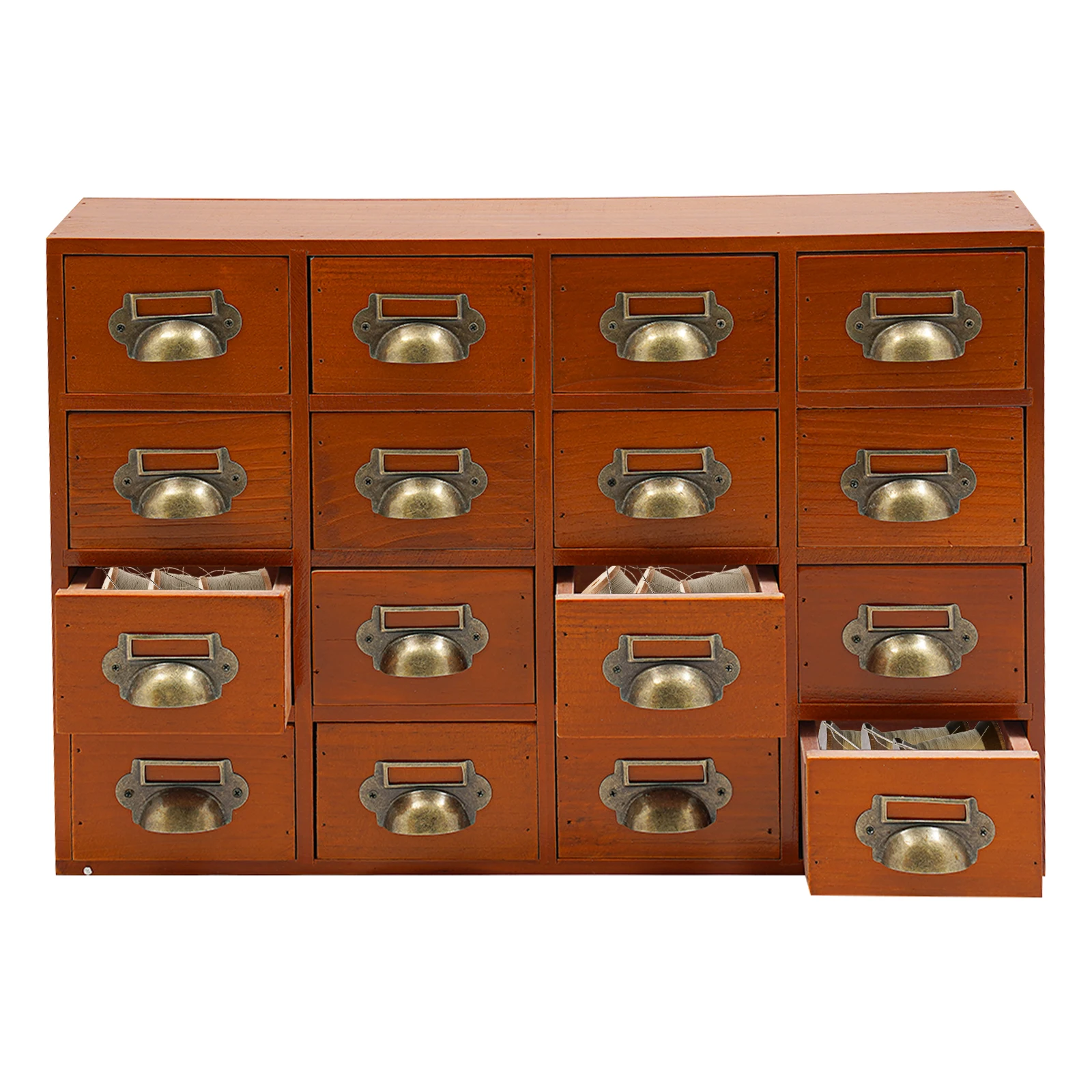 16 Drawers Storage Cabinet,, Apothecary Chests and Cabinets, Herb Storage Box, Wooden Desk Drawer Organizer