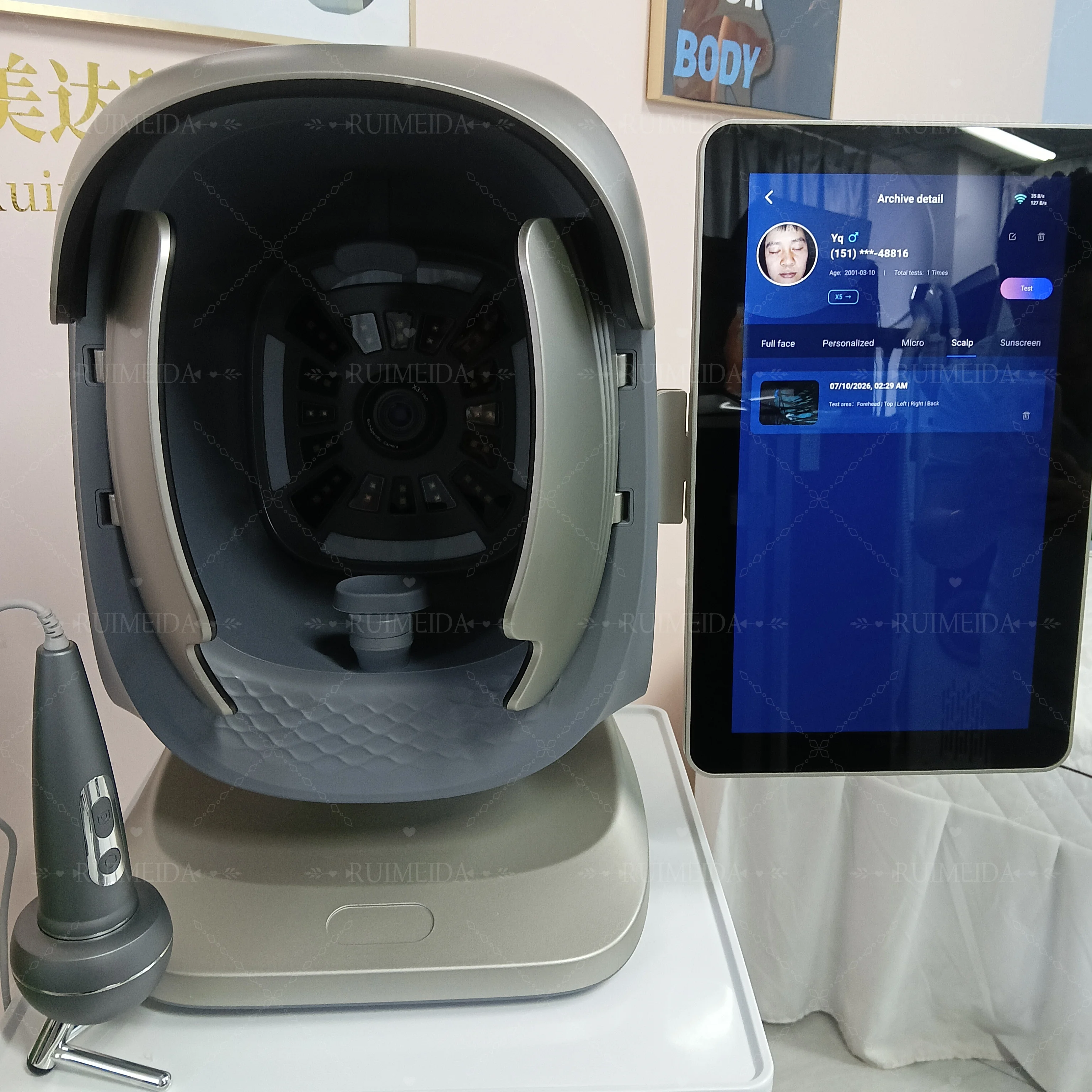 X3 Prro Skin Analyzer Machine 15.6 Inch 3D Facial AI Skin Care Scanner Hair Analysis 8 Light Spectrum for Business Beauty Care
