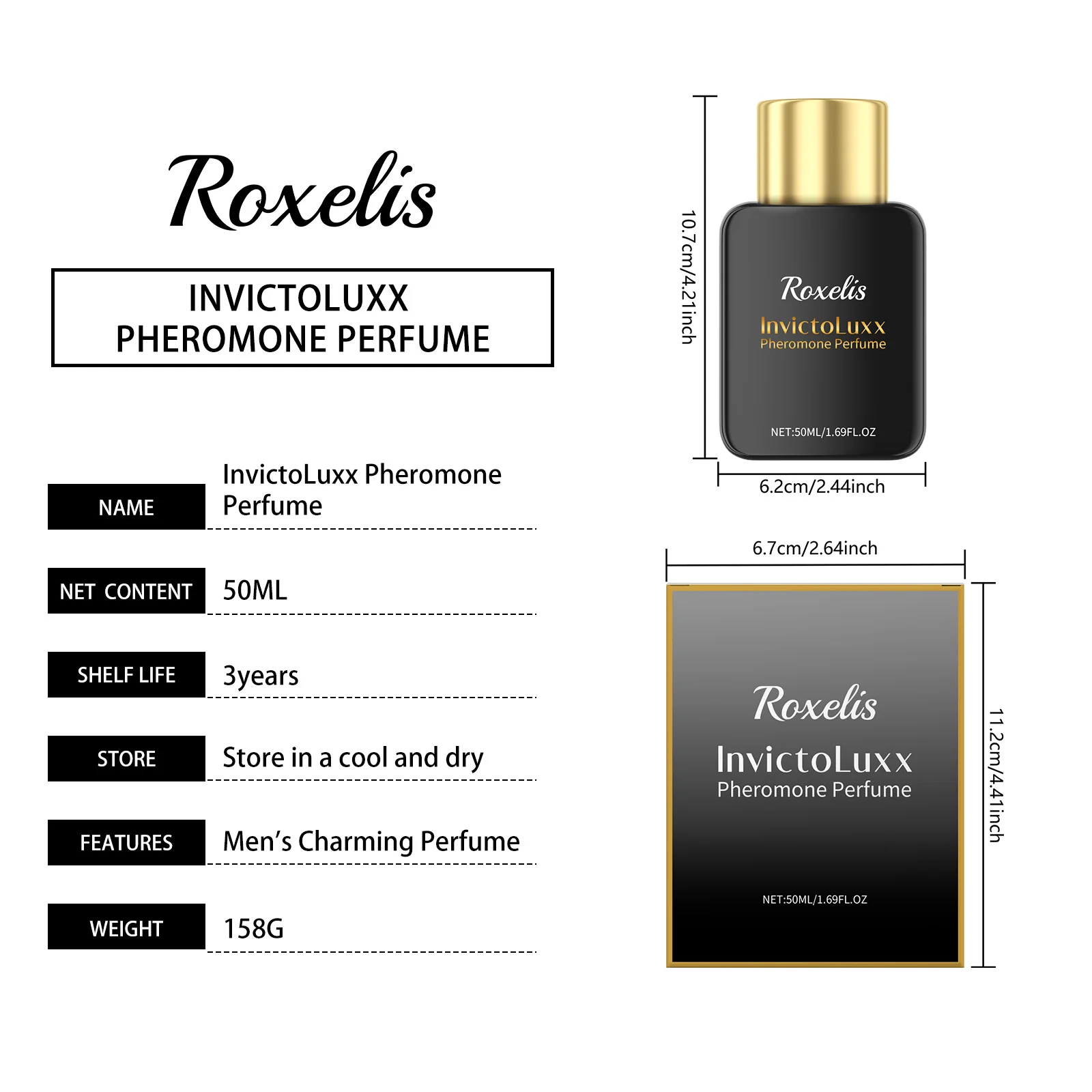 Roxelis 50ml Glamour Men Perfume Spray Bergamot Cologne Light Fragrance Romantic Pheromone Dating Atmosphere Flirting Perfume