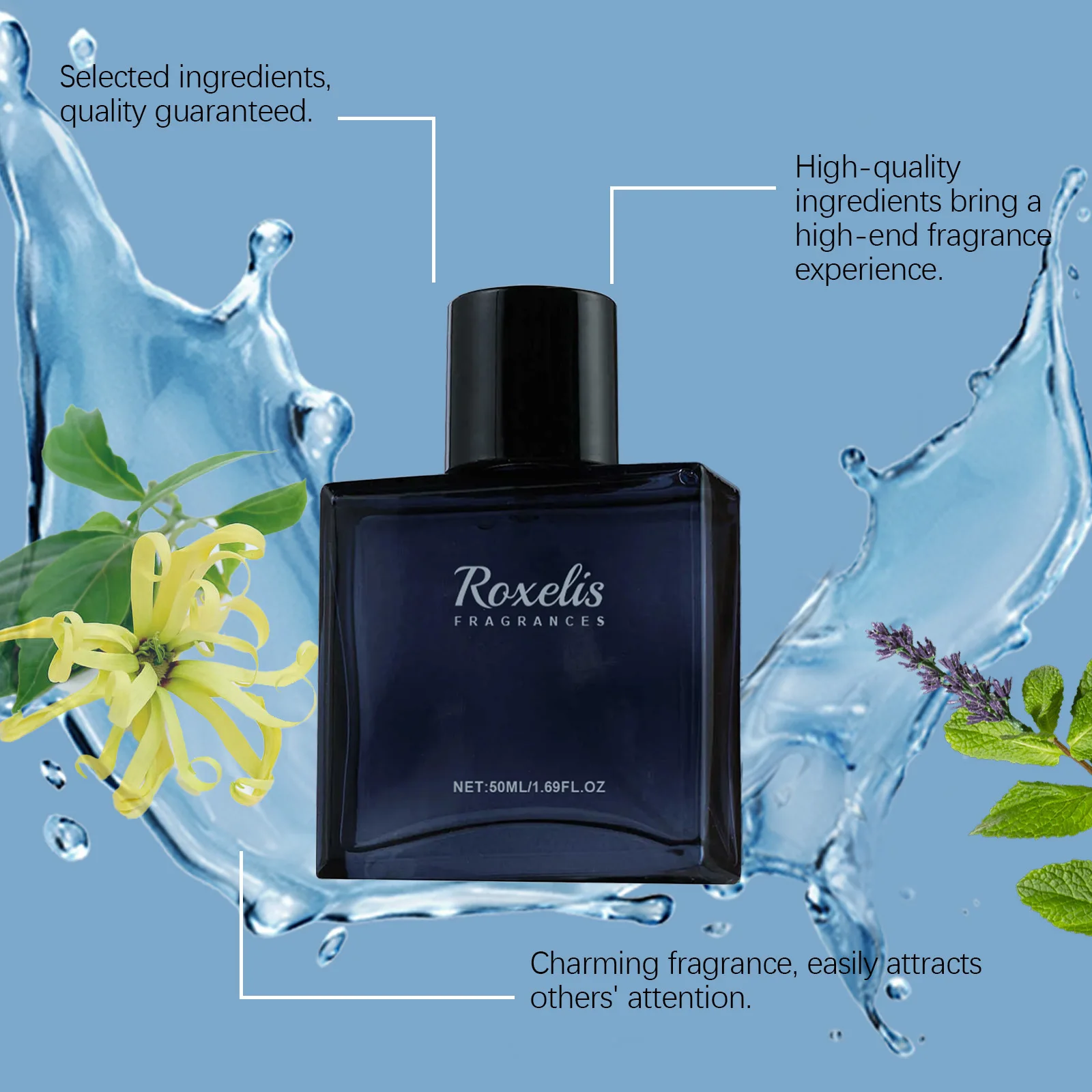Roxelis 50ml Glamour Men Perfume Spray Bergamot Cologne Light Fragrance Romantic Pheromone Dating Atmosphere Flirting Perfume