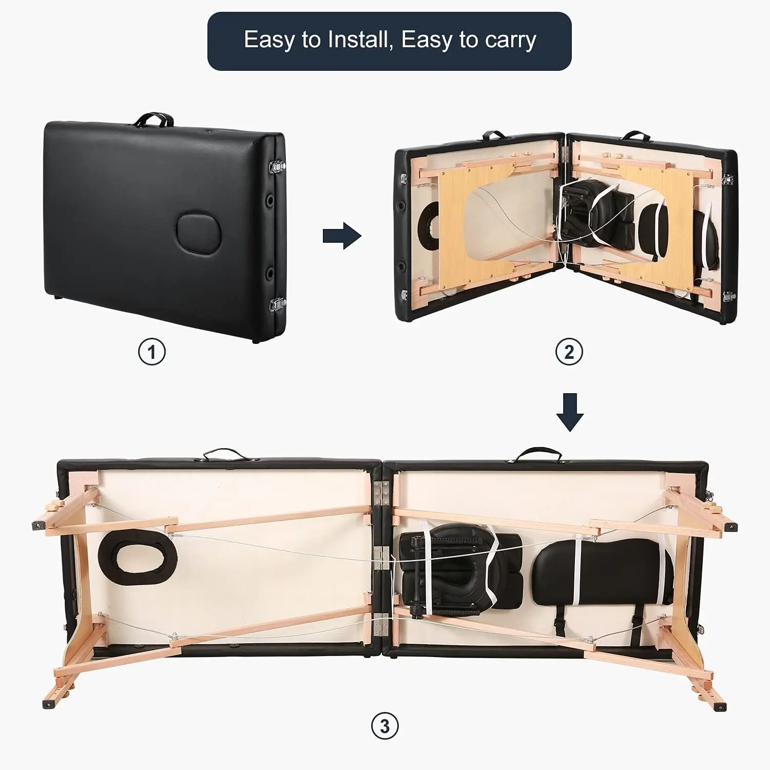 Massage Table Portable Wooden Lash Bed 24" Wide Massage Bed Foldable Beauty Spa Tattoo Face Cradle Adjustable, Customized