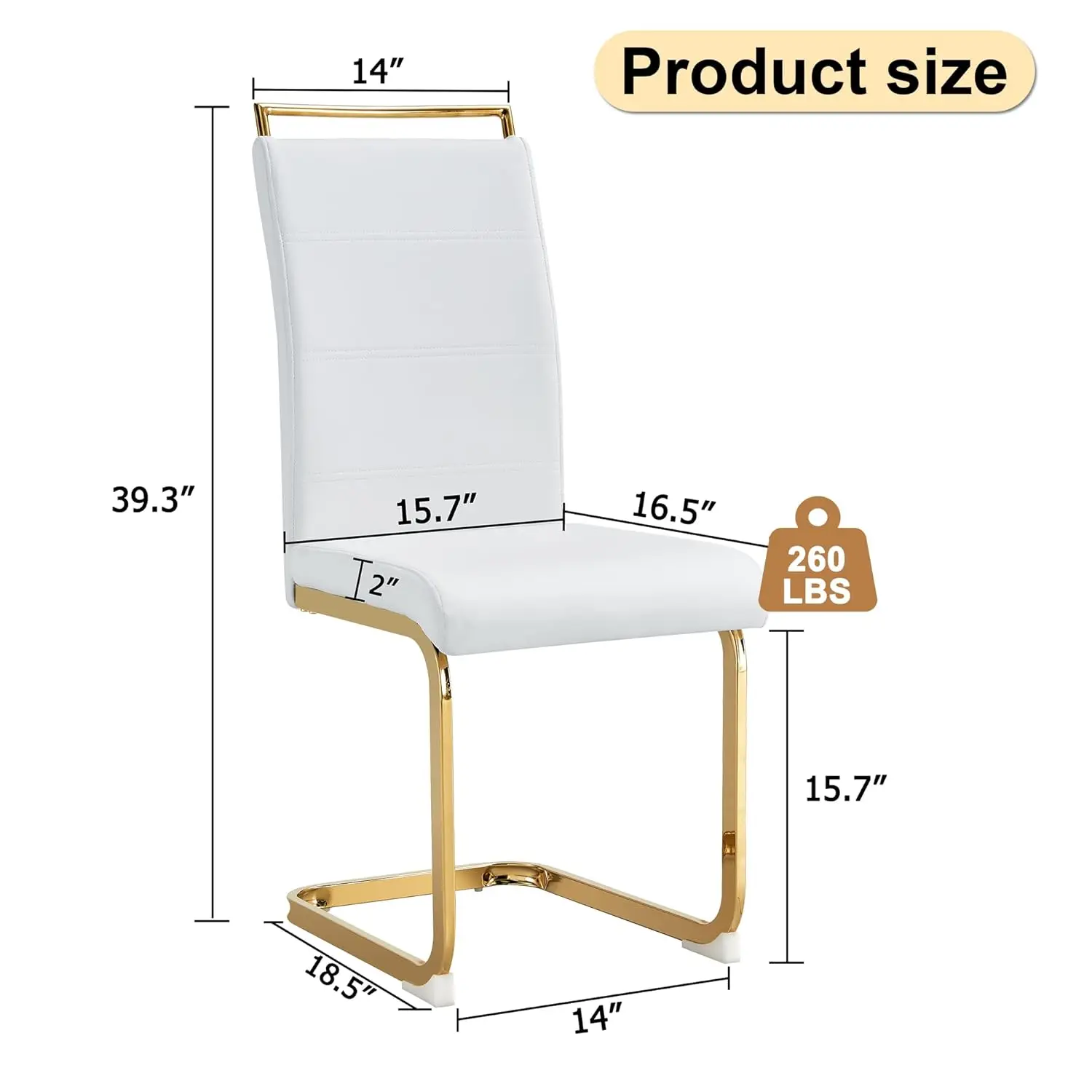 Modern Dining Chairs Set of 4, PU Faux Leather High Back Upholstered Dining Room Side Chair with Horizontal Stripe, Customized