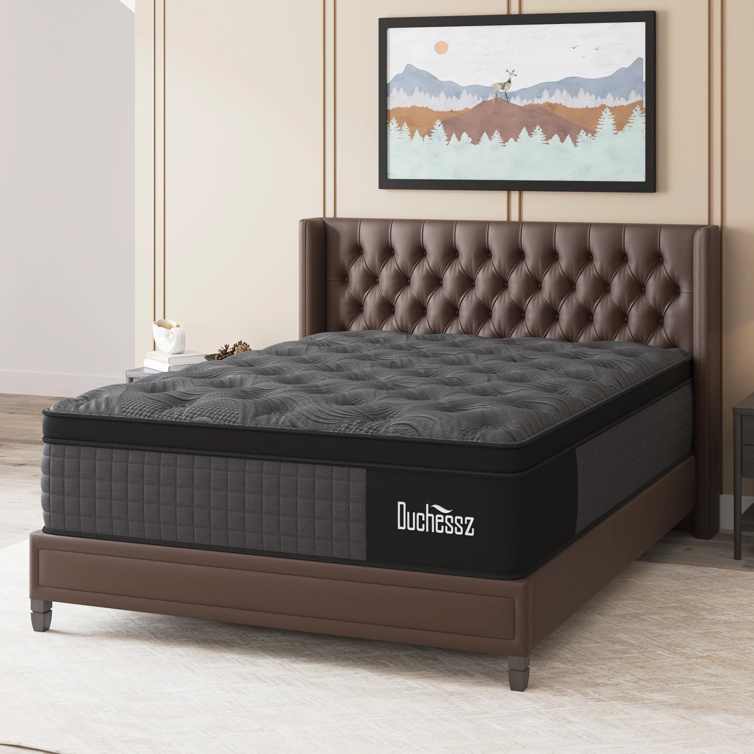 14" Twin Full King Queen Size Mattress in a Box Hybrid Spring Memory Foam,Euro Top Mattresses Medium Firm for Motion Isolat