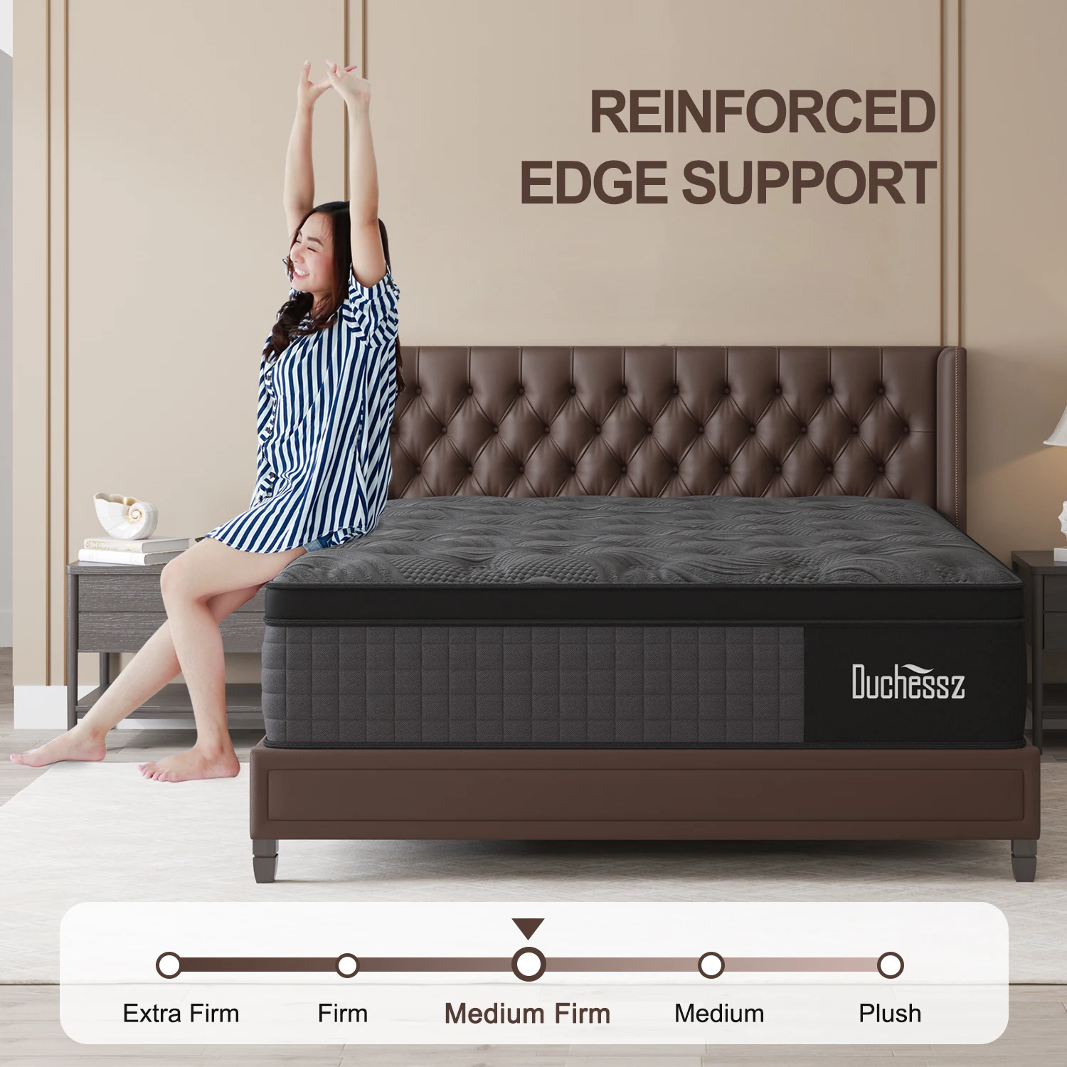 14" Twin Full King Queen Size Mattress in a Box Hybrid Spring Memory Foam,Euro Top Mattresses Medium Firm for Motion Isolat