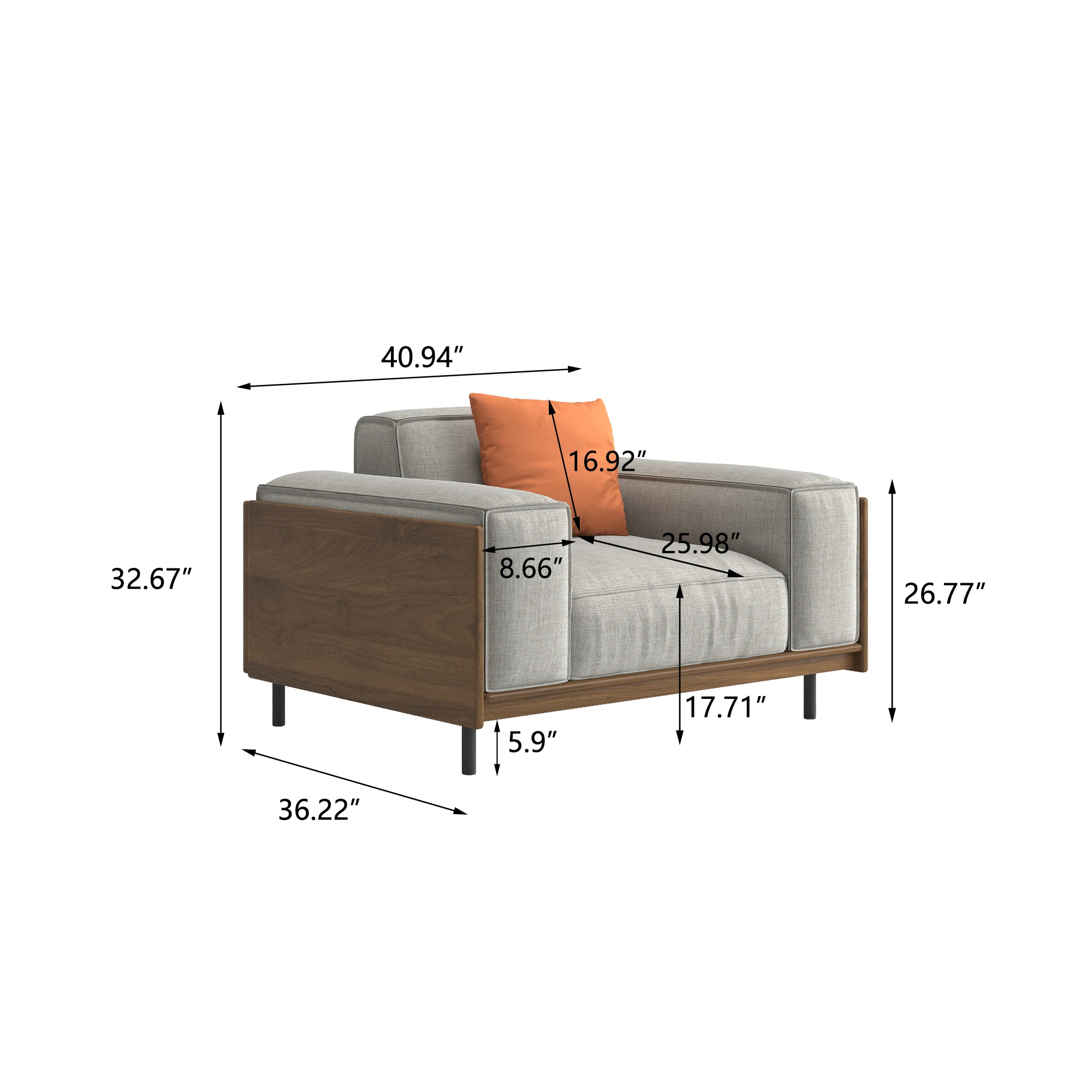 Modern medieval-style 82.67-inch three-seater sofa set with a solid wood frame, high-density foam cushions, and sturdy metal leg