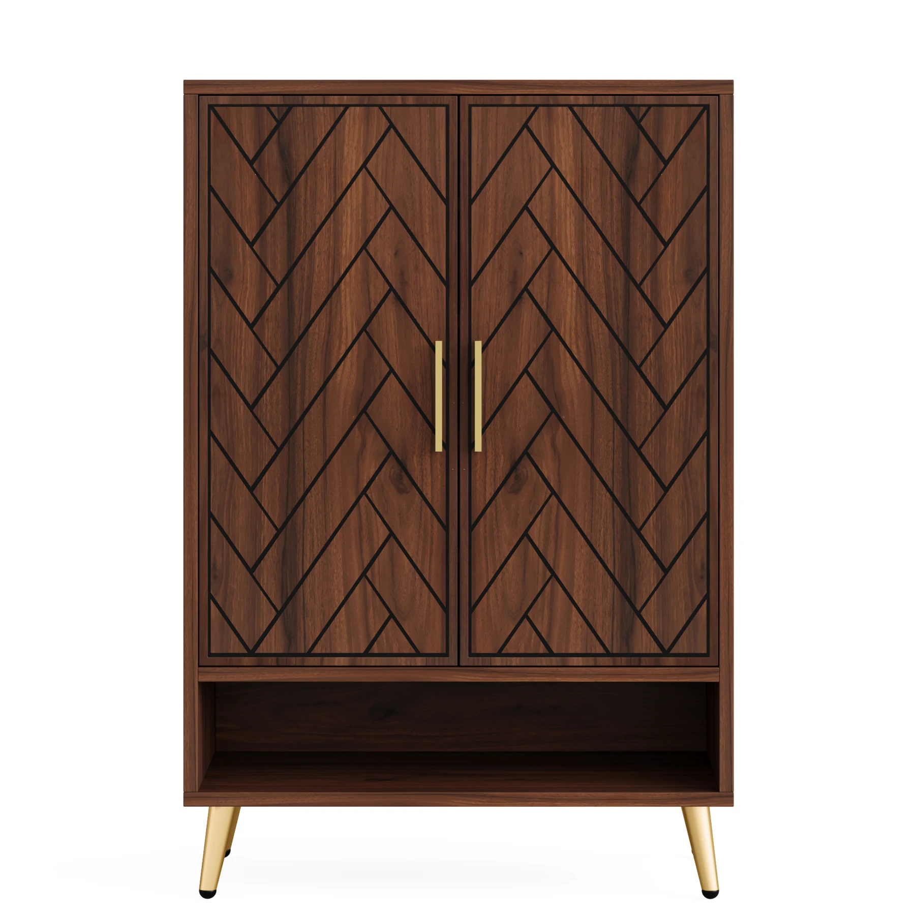 Tribesigns 6-Tier Shoe Cabinet with Doors, Walnut Wooden Shoe Storage Cabinet with Adjustable Shelves for Entryway