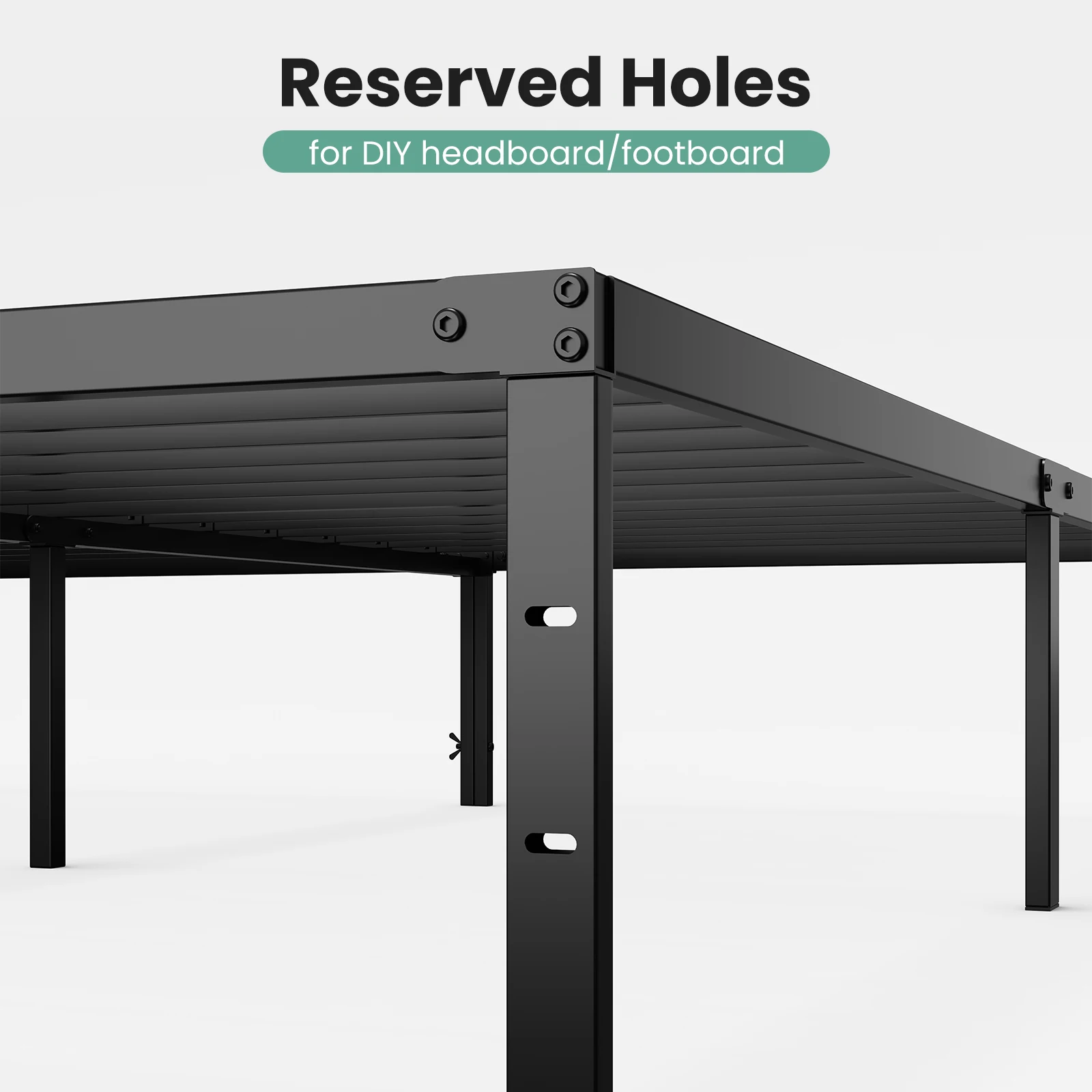 JHK 18IN Tall Basic Metal Platform Bed Frame Sturdy Steel Heavy Duty with Storage Space Bedroom Frames Slat Support For Home